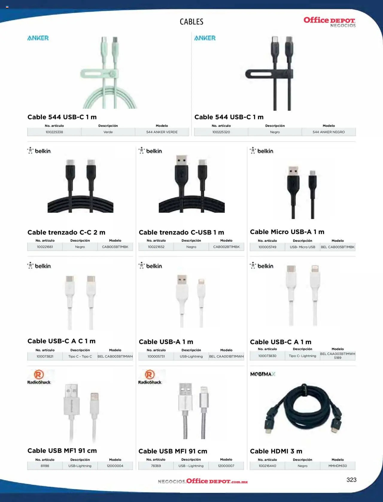 Nuevas ofertas de Office Depot válidas en toda la República Mexicana desde el 09.01.2025. ¡Encuentra las mejores ofertas en Office Depot catálogo 2025! | Página: 325 | Productos: Usb, Cable USB, Cable, Cable HDMI