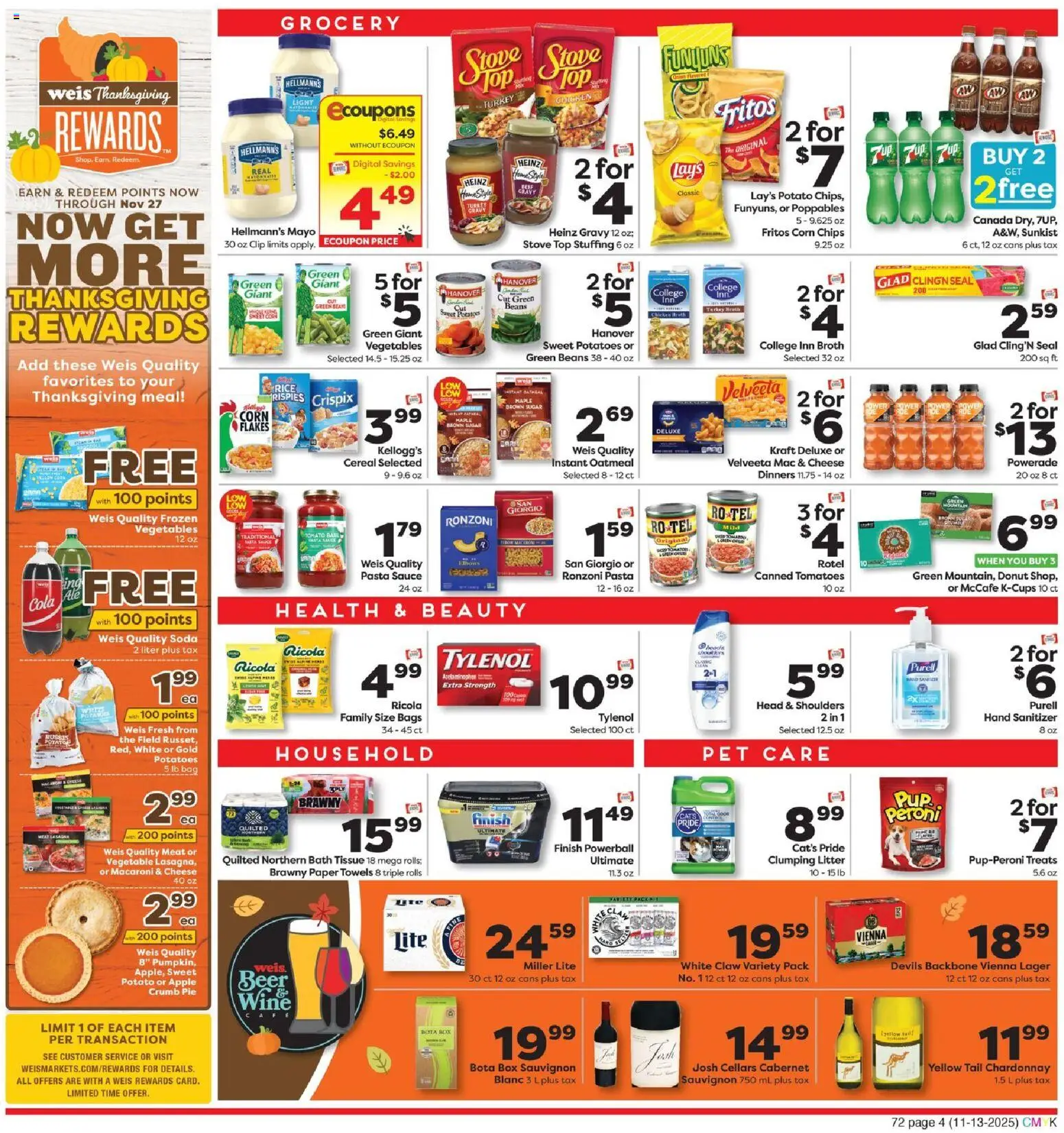 Weis Weekly Circular - WV - valid from 13.11.2025 | Page: 4 | Products: Beef, Vegetables, Crumb Pie, Stove