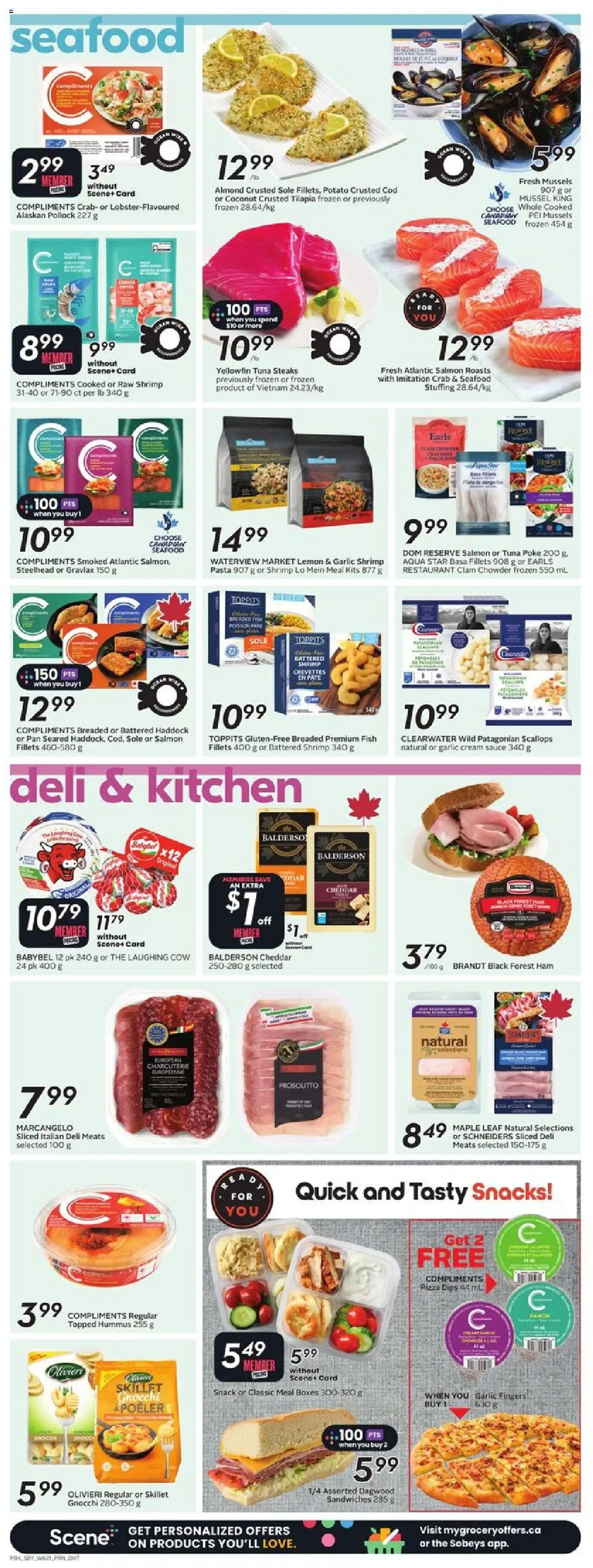 Sobeys flyer valid from 18.09.2025 | Page: 7 | Products: Fish, Pasta, Ham, Pizza