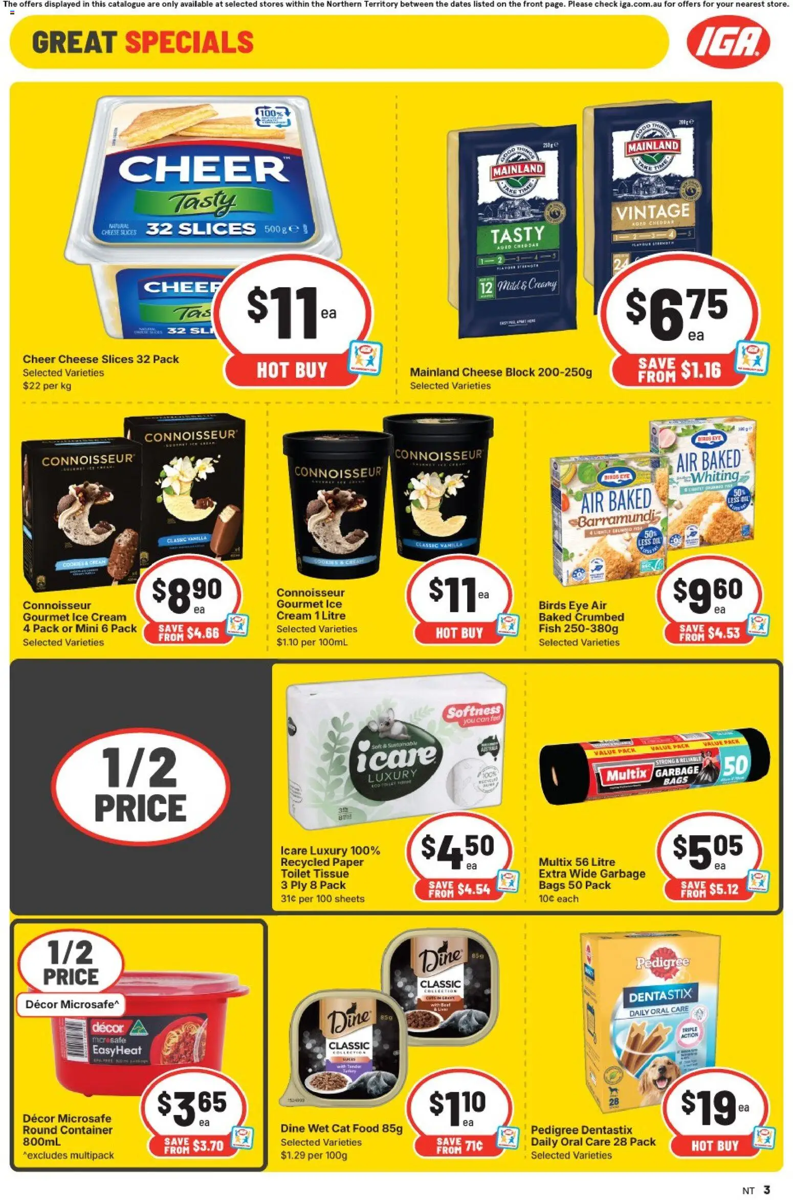 IGA catalogue - valid from 11.03.2026 | Page: 3 | Products: Cheese, Fish, Cream, Ice cream