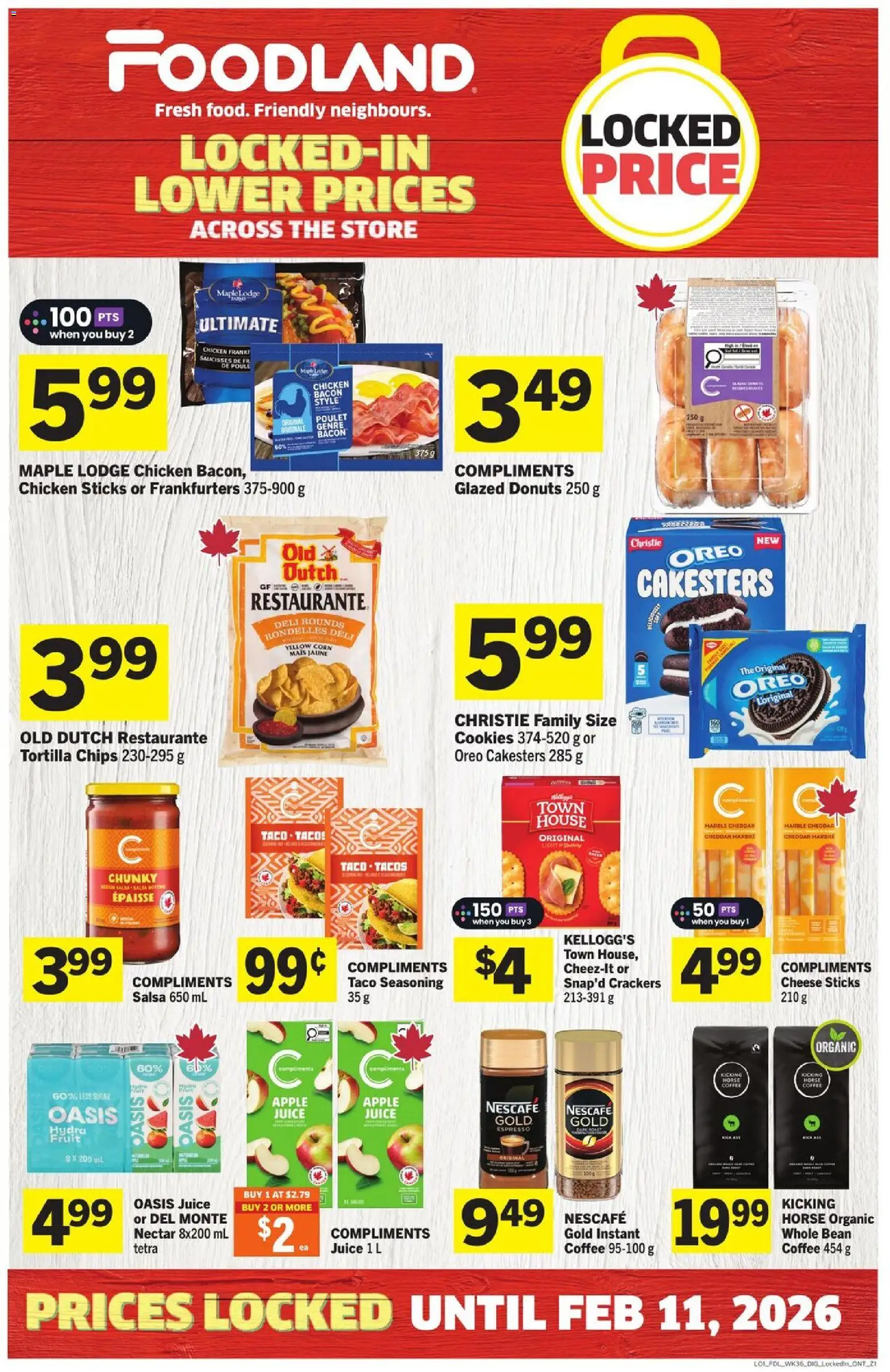Foodland flyer valid from 01.01.2026 | Page: 1 | Products: Cookies, Coffee, Juice, Chicken
