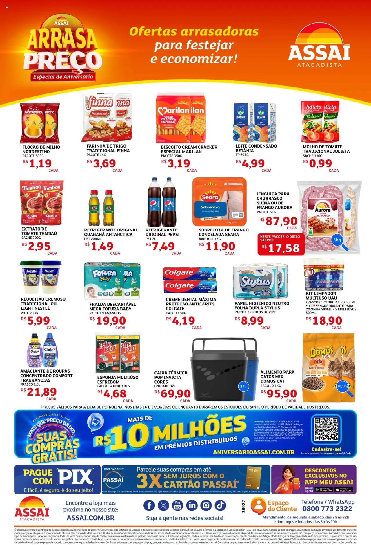 Assaí Atacadista Folheto - válido de 16.10.2025 | Página: 2 | Produtos: Biscoito, Base, Creme dental, Papel higiênico