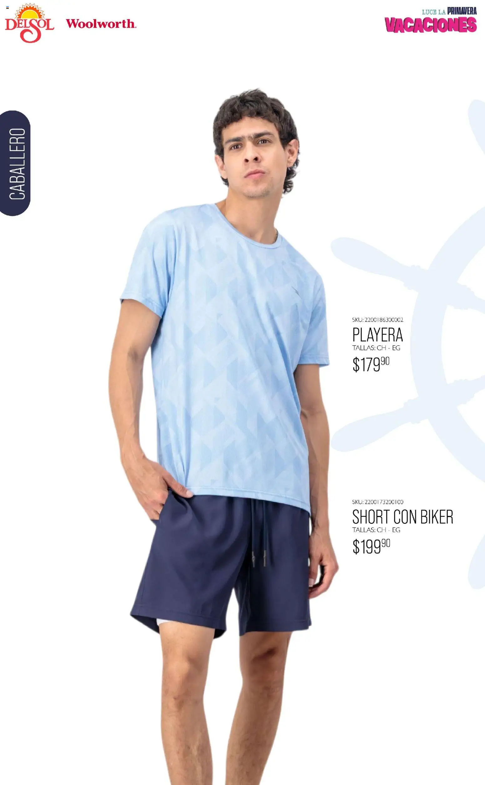 Nuevas ofertas de Del Sol y Woolworth válidas en toda la República Mexicana desde el 19.03.2026. ¡Encuentra las mejores ofertas en Del Sol y Woolworth catálogo Vacaciones 2026 ! | Página: 19 | Productos: Playera, Short