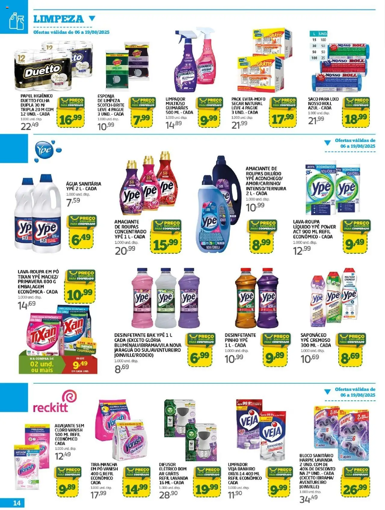 Cooper Folheto - válido de 06.08.2025 | Página: 14 | Produtos: Saco para lixo, Cloro, Papel higiênico, Desinfetante