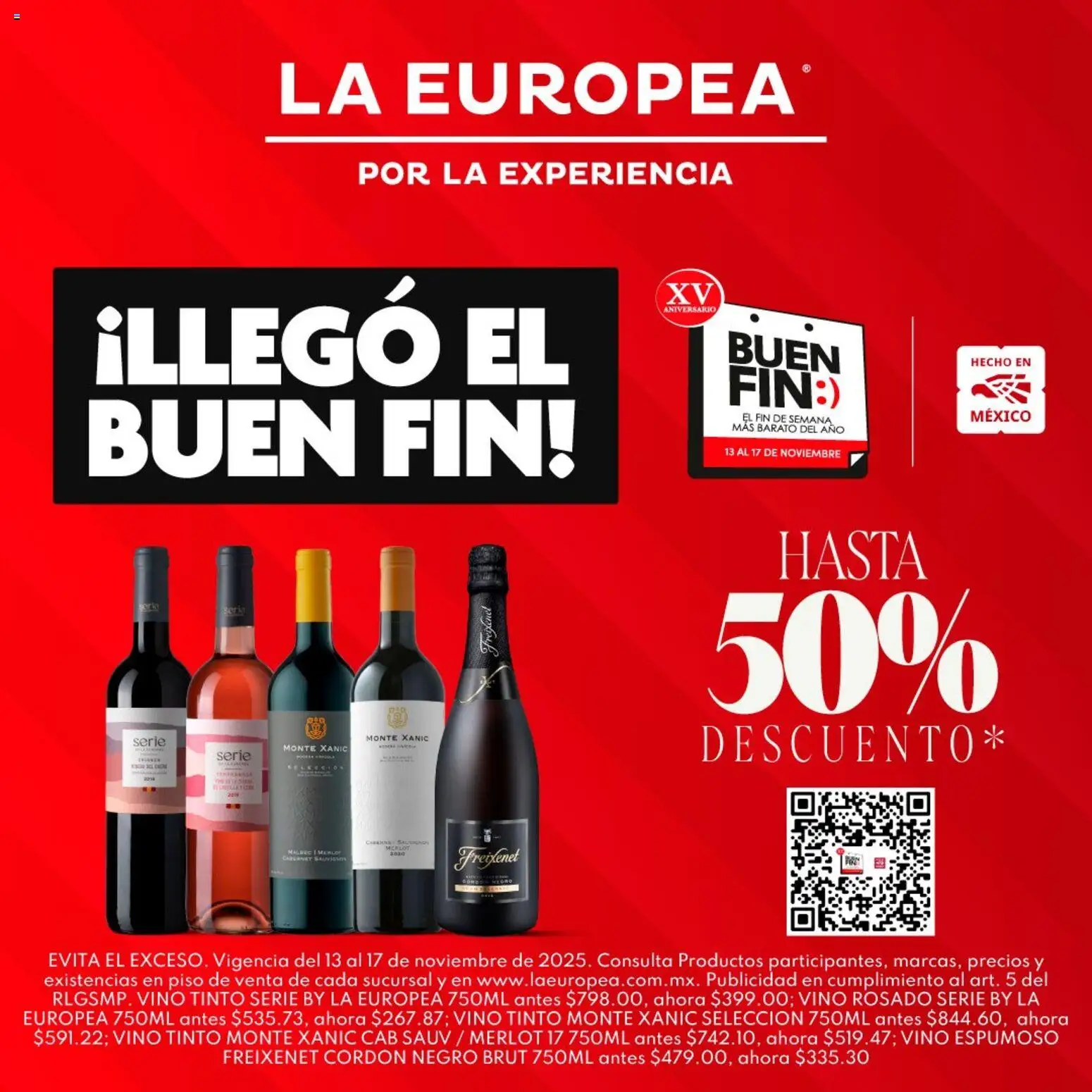 Nuevas ofertas de La Europea válidas en toda la República Mexicana desde el 13.11.2025. ¡Encuentra las mejores ofertas en La Europea Buen Fin ! | Página: 1 | Productos: Vino