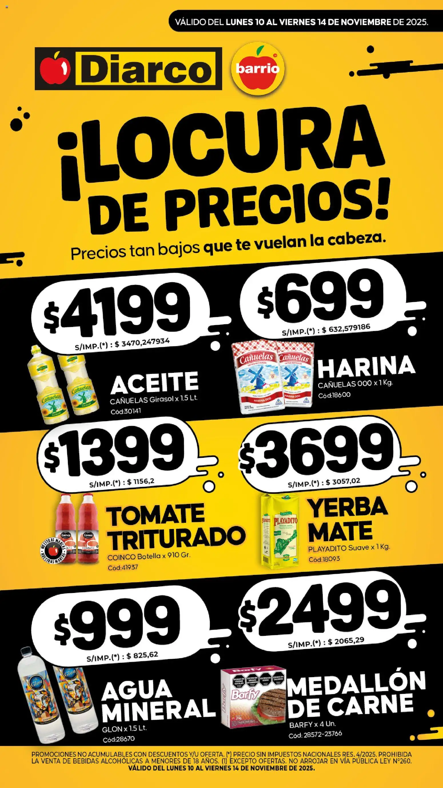 Diarco - Especial Locura De Precios │ válido desde el 10.11.2025 | Página: 1 | Productos: Mate, Yerba, Aceite, Té