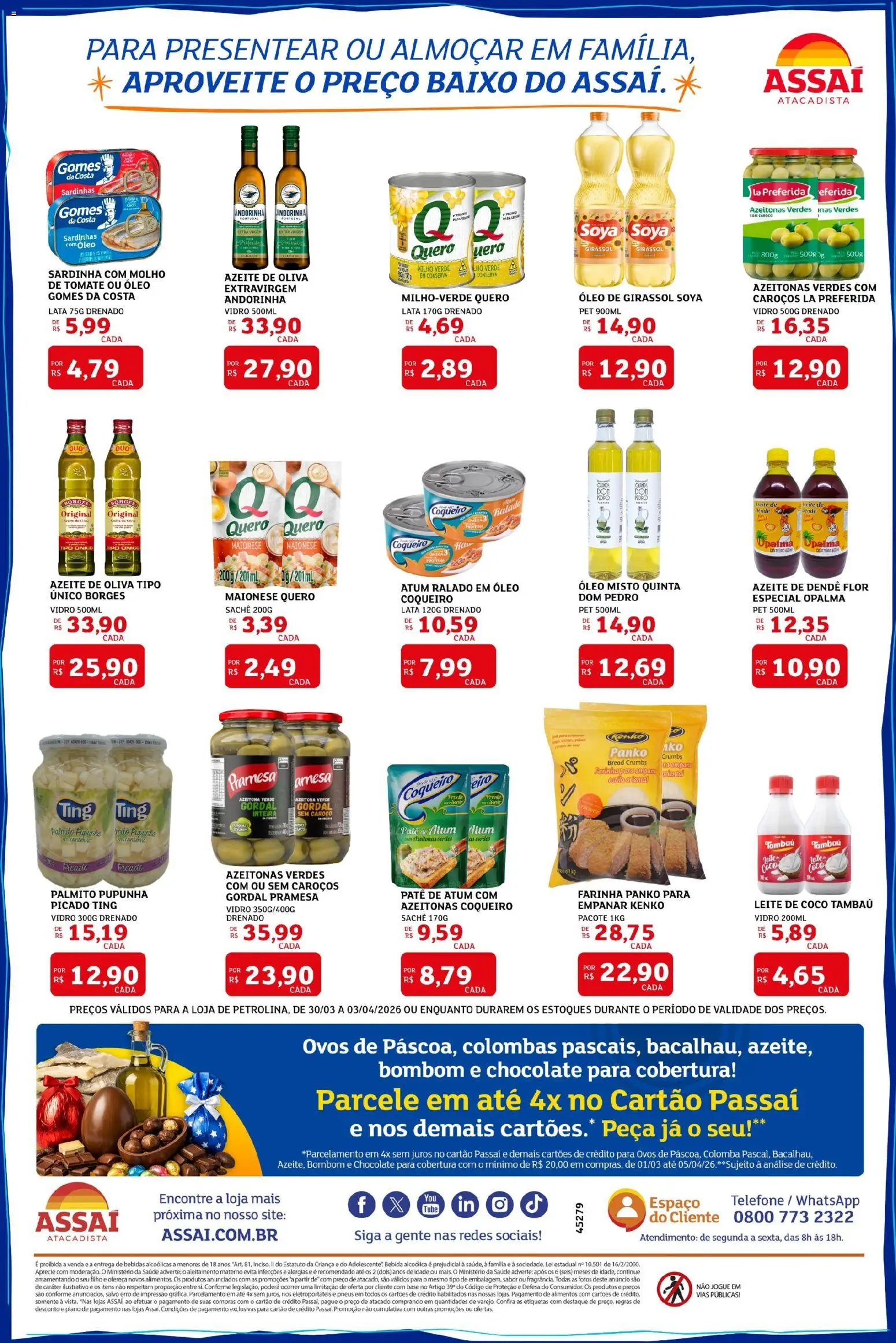 Assaí Atacadista Folheto - válido de 30.03.2026 | Página: 2 | Produtos: Pupunha, Ovos, Base, Bebida