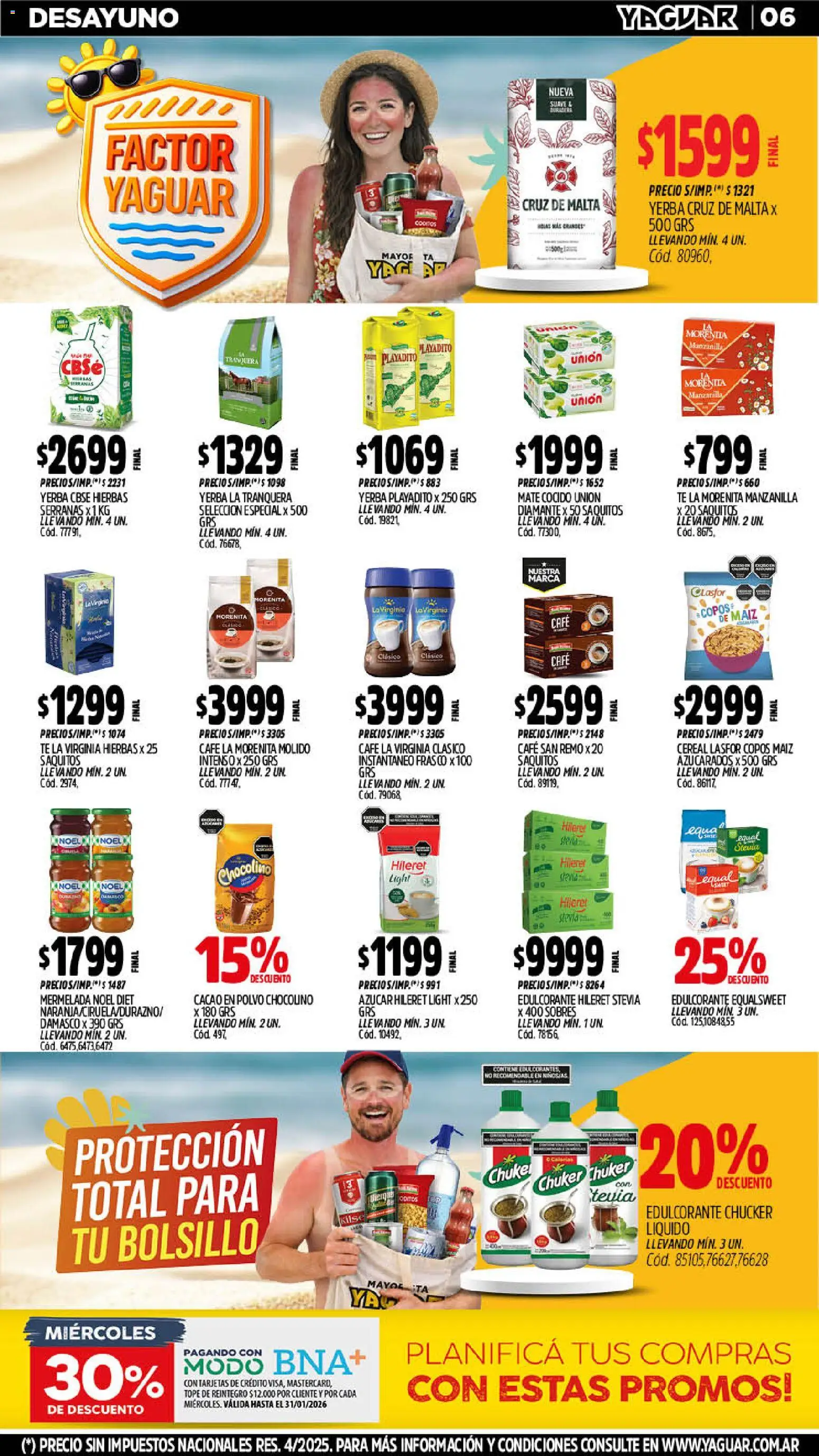 Yaguar catálogo │ válido desde el 19.01.2026 | Página: 6 | Productos: Polvo, Edulcorante, Mermelada, Mate cocido