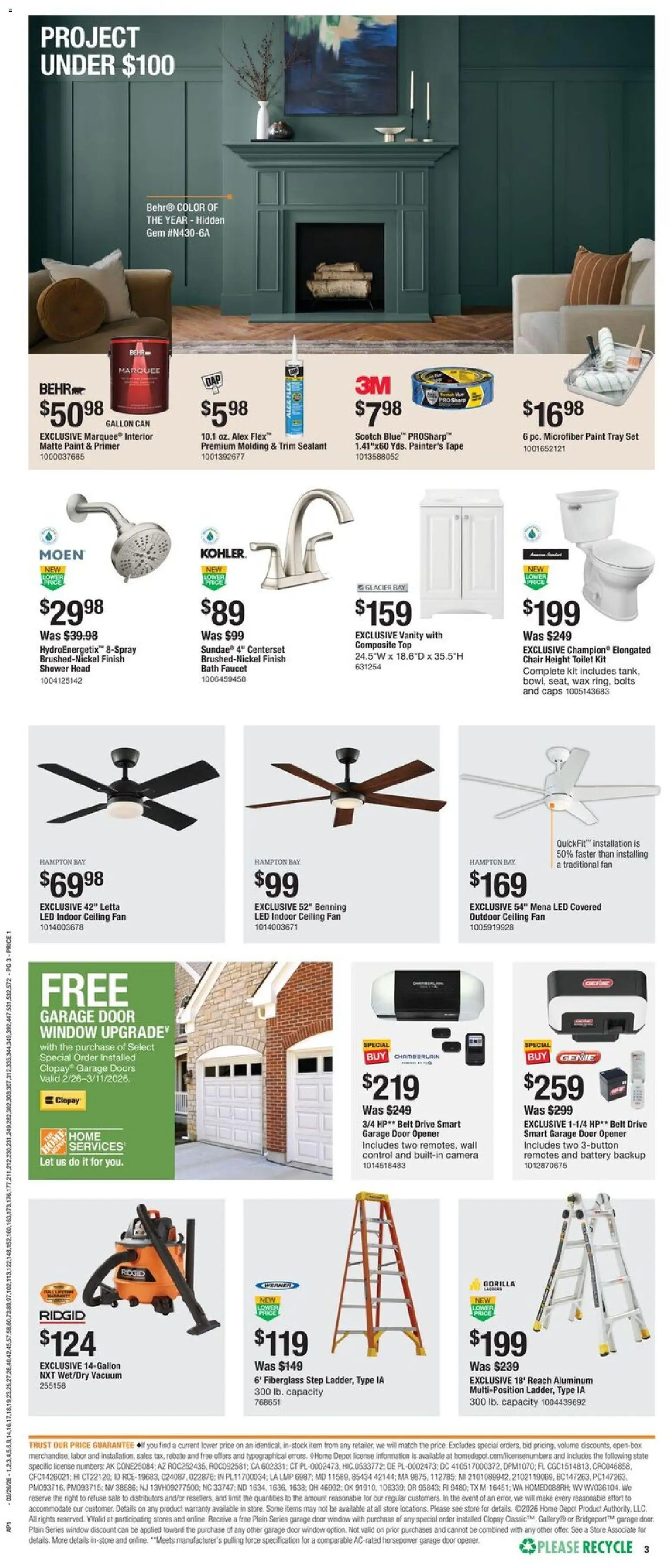 Home Depot Local Ad - NC - valid from 26.02.2026 | Page: 3 | Products: Opener, Bolts, Battery, Shower