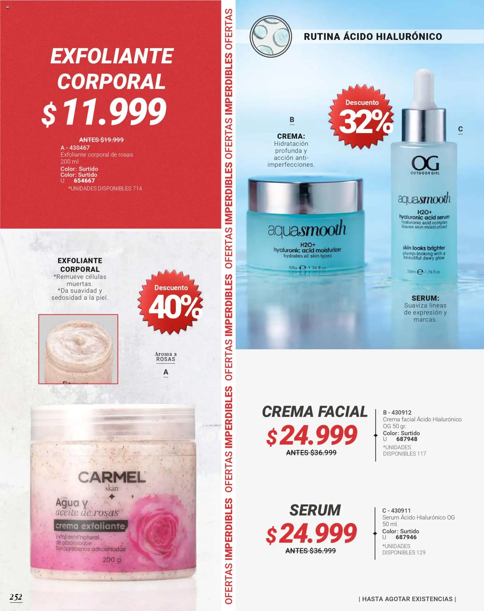Carmel revista - valida desde el 01.04.2026 | Página: 252 | Productos: Agua, Exfoliante corporal, Crema, Serum
