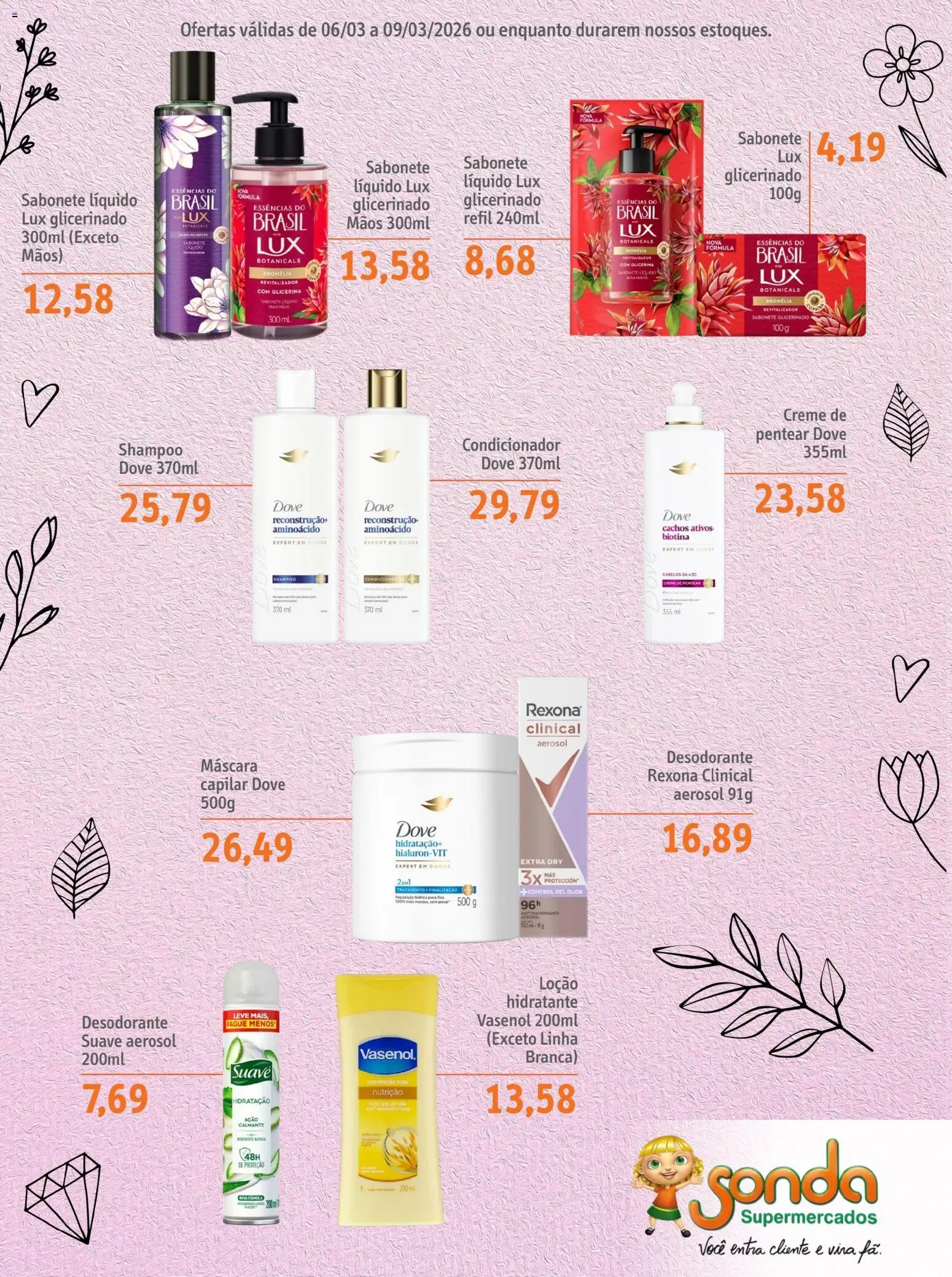 Sonda Folheto - válido de 06.03.2026 | Página: 3 | Produtos: Shampoo, Condicionador, Creme, Rexona