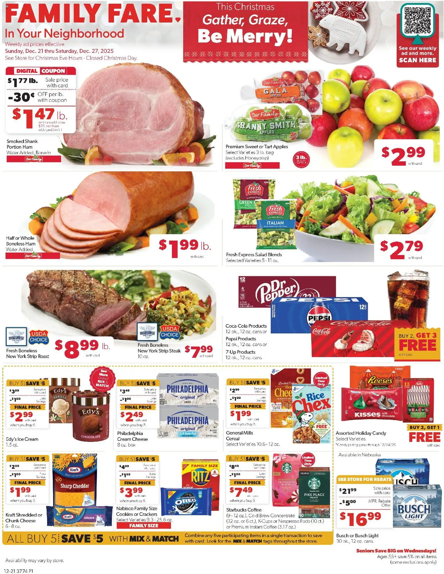 Family Fare Weekly Ad - NE - valid from 21.12.2025 | Page: 1 | Products: Box, Cheese, Coffee, Chocolate