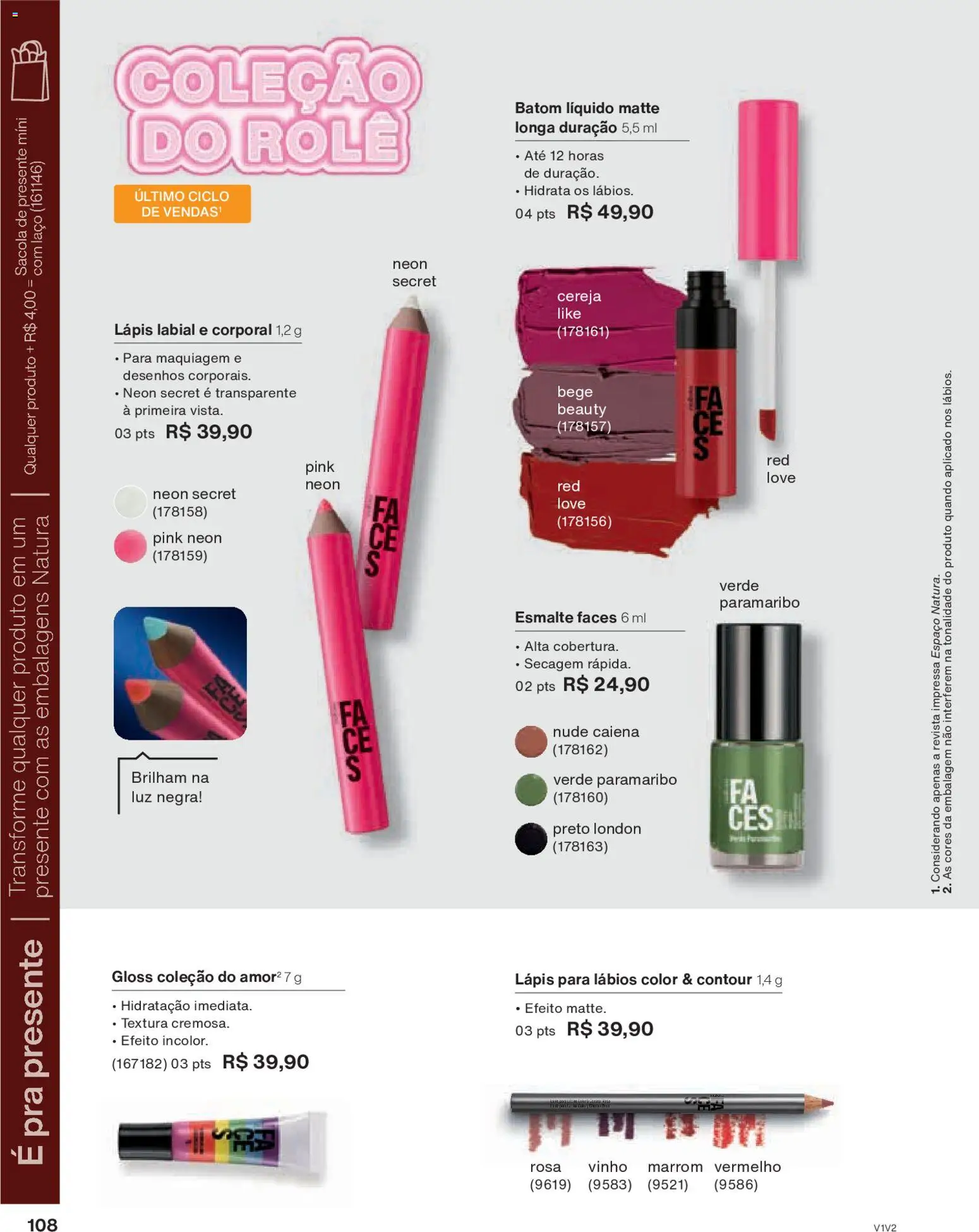 Natura Folheto - válido de 26.11.2025 | Página: 108 | Produtos: Cereja, Maquiagem, Batom, Revista