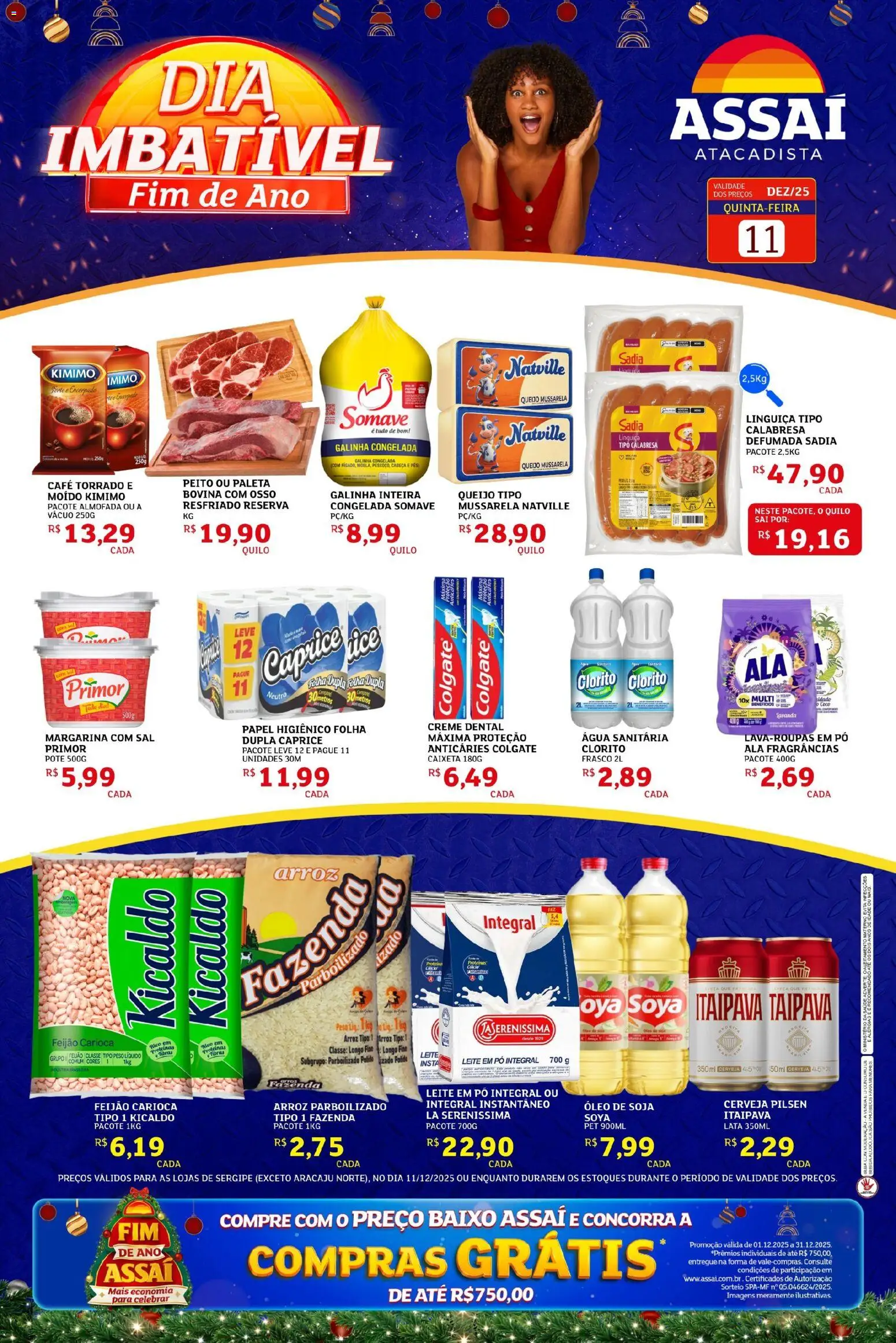 Assaí Atacadista Folheto - válido de 11.12.2025 | Página: 1 | Produtos: Feijão, Linguiça, Creme, Papel higiênico