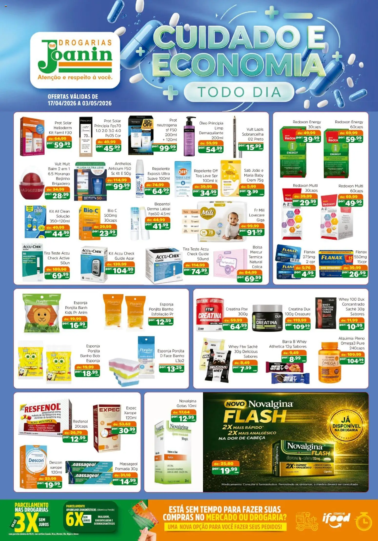 Supermercados Joanin Folheto - válido de 17.04.2026 | Página: 1 | Produtos: Creatina, Esponja, Óleo, Sabonete