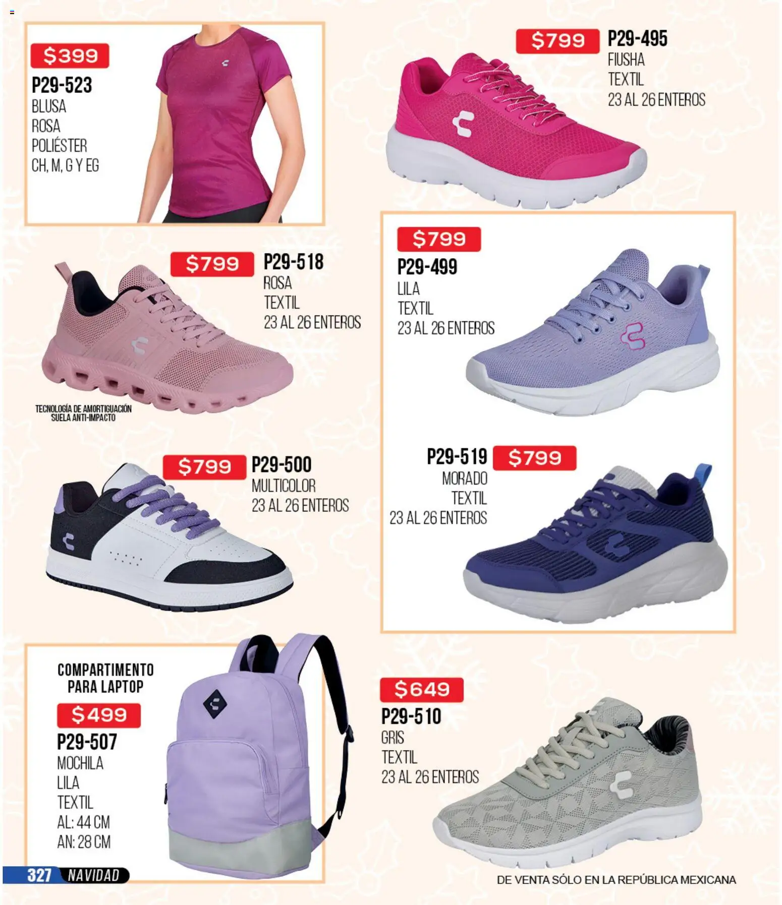 Nuevas ofertas de Cklass válidas en toda la República Mexicana desde el 30.11.2025. ¡Encuentra las mejores ofertas en Cklass catálogo Rebajas Navideñas Calzado! | Página: 328 | Productos: Blusa, Mochila