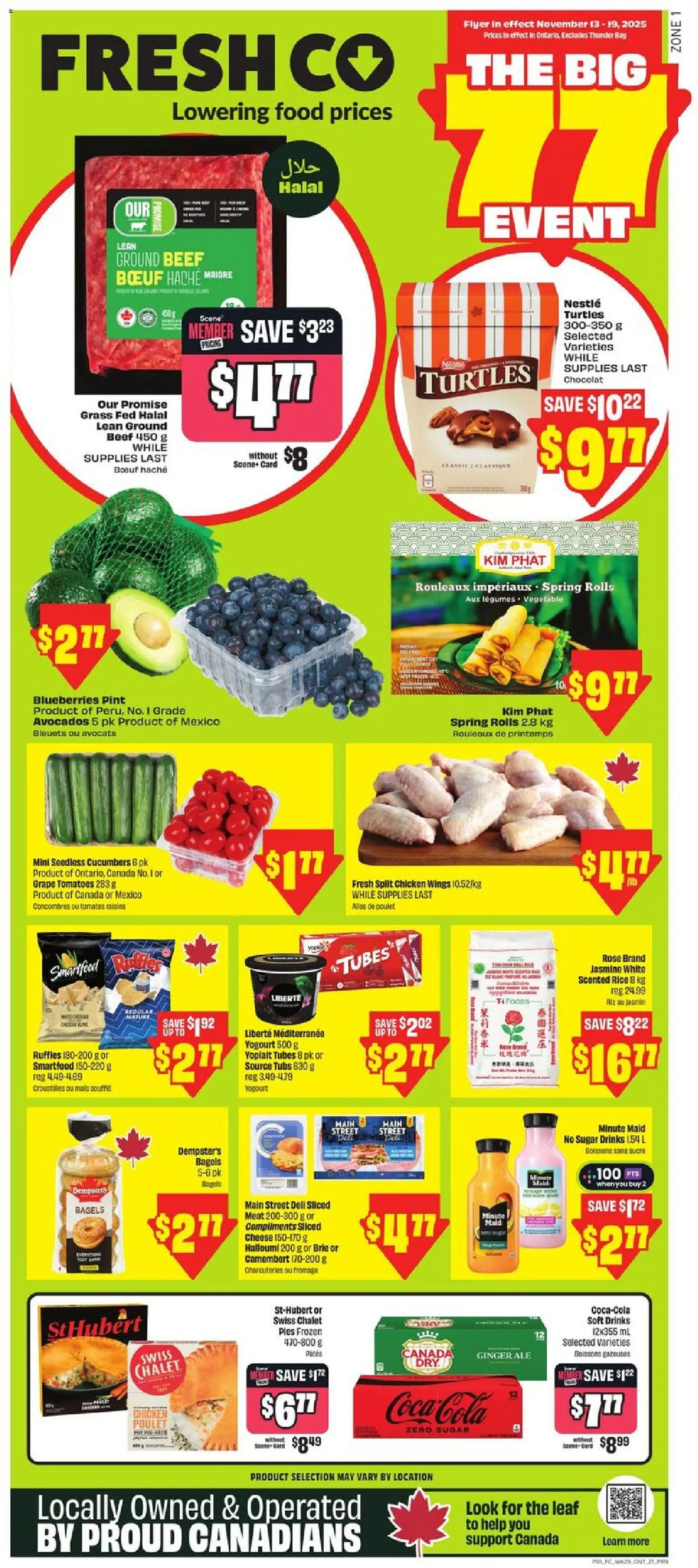 FreshCo flyer valid from 13.11.2025 | Page: 1 | Products: Beef, Cheese, Chicken, Tomatoes