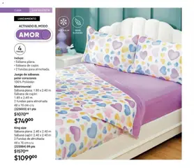 Vista previa de Juego de sábanas polar corazones, 100% Poliéster. Incluye: Sábana plana, Sábana de cajón, 2 fundas para almohada., nuevo folleto de la tienda, válido en México a partir del 10.01.2026 | Página: 12 | Productos: Juego, Almohada, Sabanas