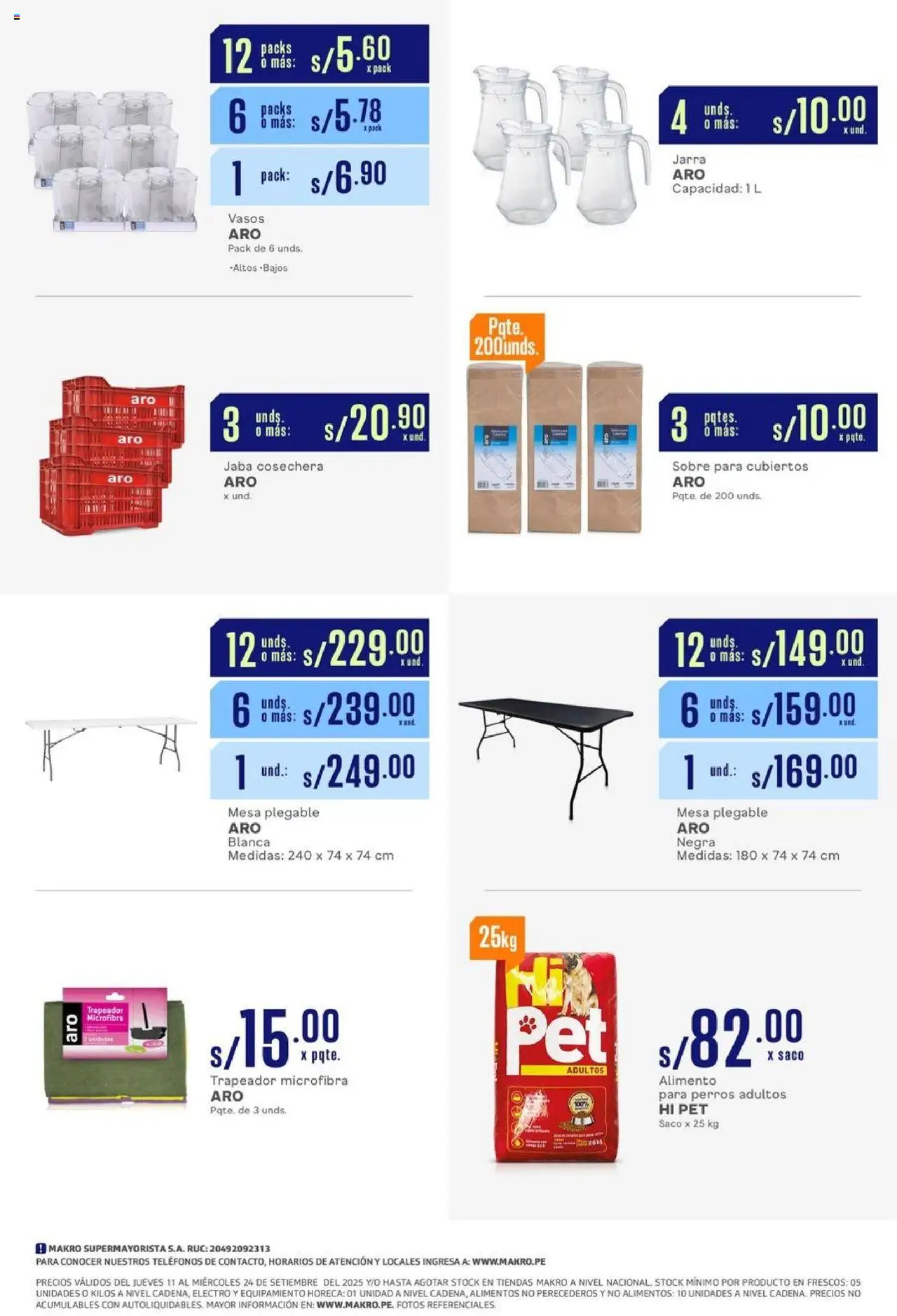 Catálogo Makro válido desde 11.09.2025 | Página: 12 | Productos: Mesa, Vasos, Saco