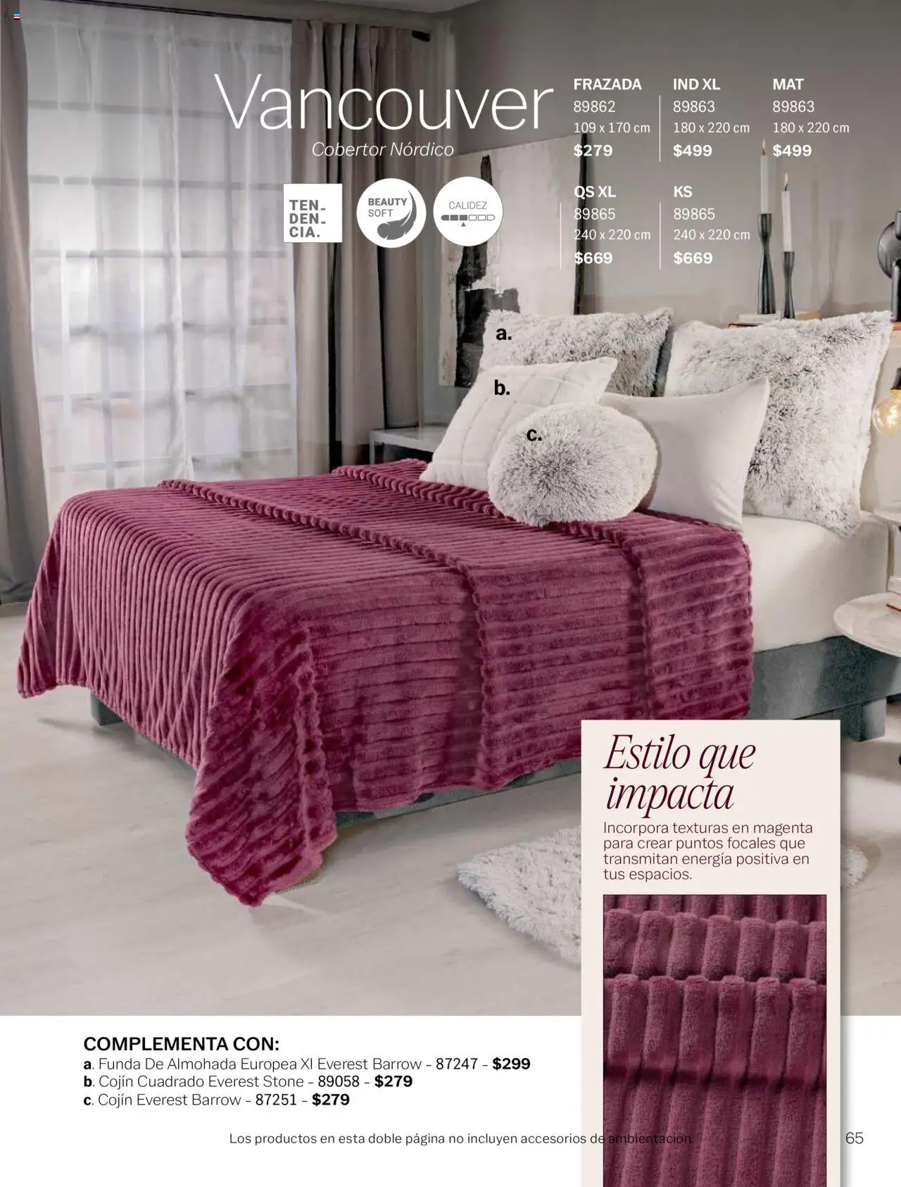 Nuevas ofertas de Vianney válidas en toda la República Mexicana desde el 15.08.2025. ¡Encuentra las mejores ofertas en Vianney - Catálogo Invierno! | Página: 67 | Productos: Cobertor, Funda, Funda de almohada, Almohada