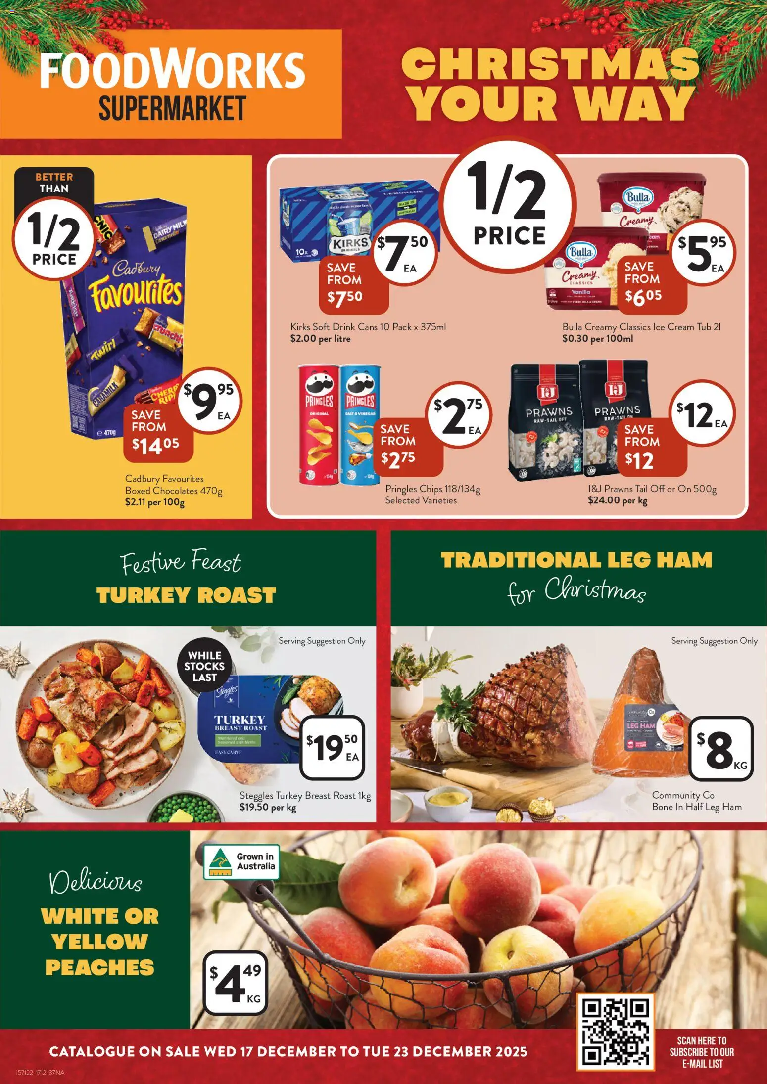 Foodworks catalogue - valid from 17.12.2025 | Page: 1 | Products: Ham, Prawns, Turkey, Vinegar
