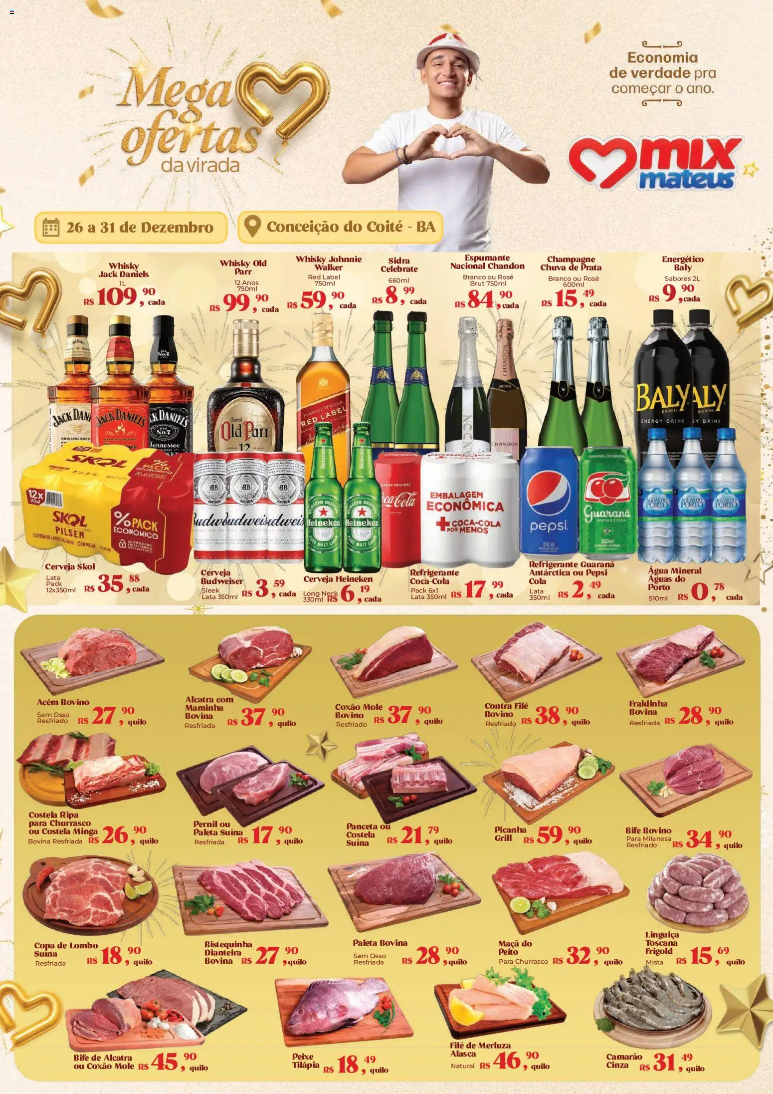 Mateus Folheto - válido de 26.12.2025 | Página: 1 | Produtos: Cola, Contra filé, Copa, Refrigerante