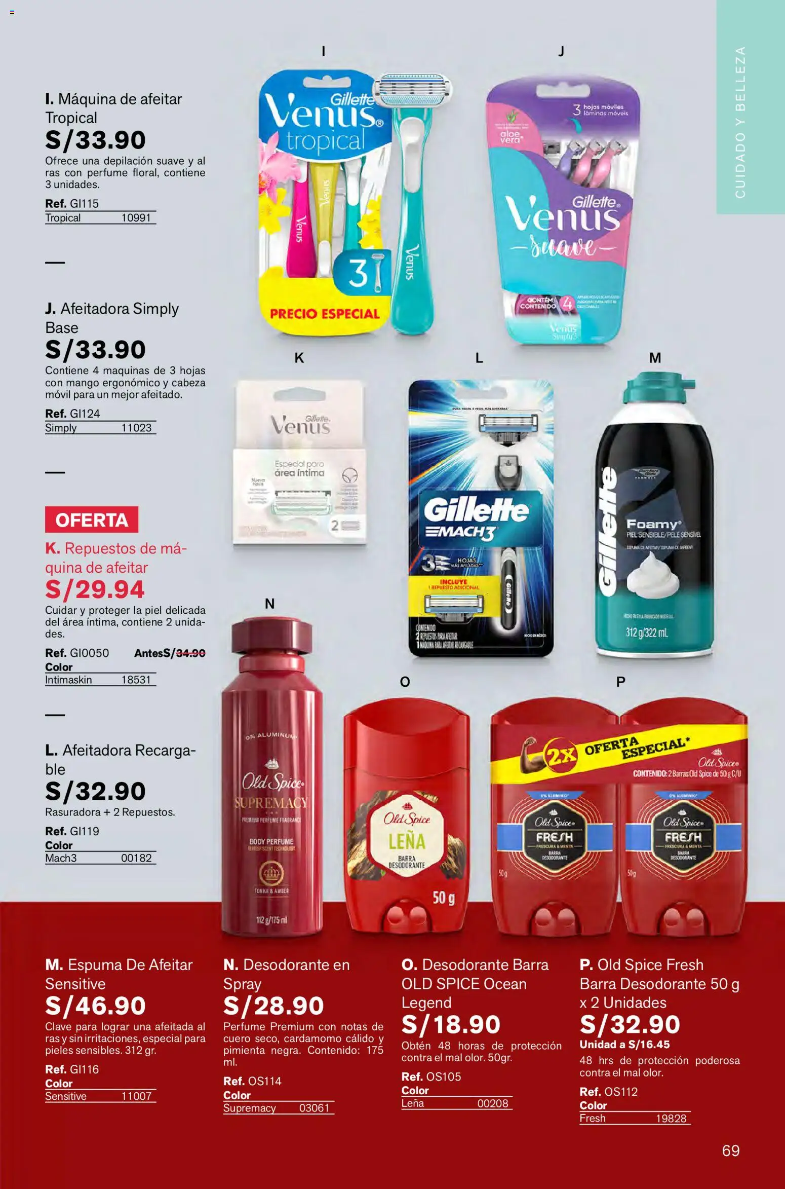 Catálogo Leonisa válido desde 16.01.2026 | Página: 69 | Productos: Espuma de afeitar, Desodorante, Maquina de afeitar, Perfume