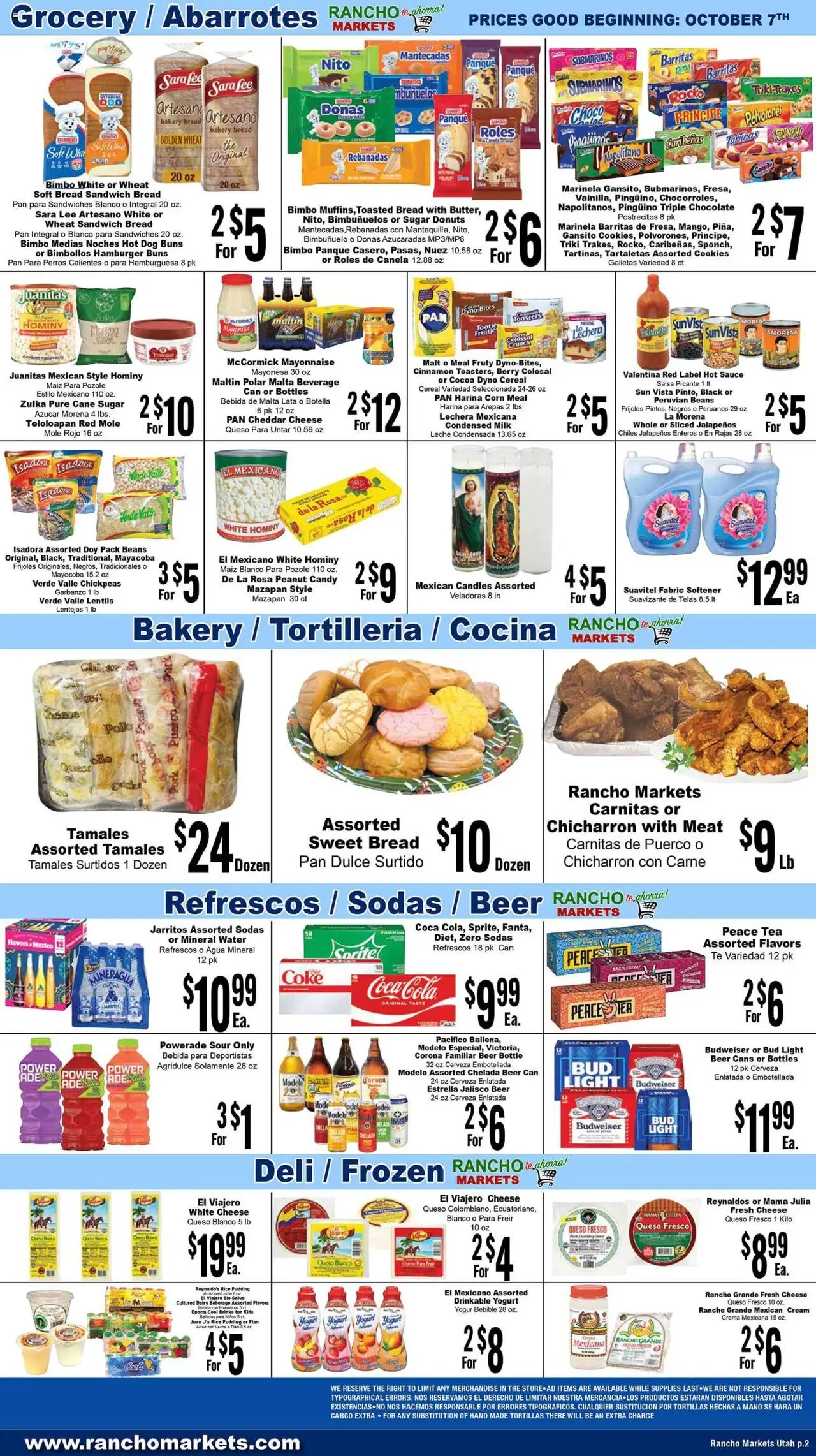 Rancho Markets Weekly Ad - valid from 07.10.2025 | Page: 2 | Products: Chickpeas, Pork, Water, Sauce