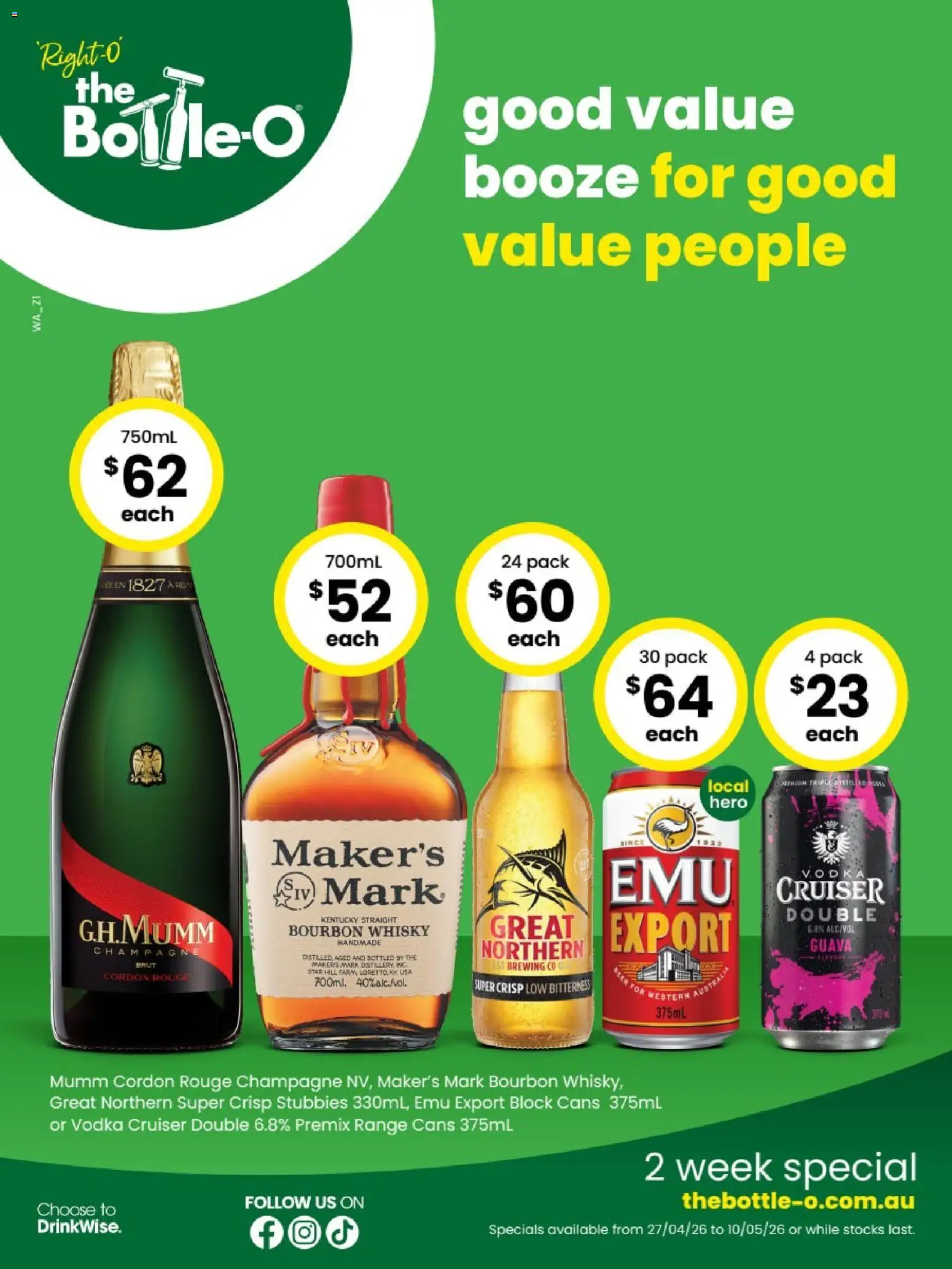 The Bottle-O catalogue - valid from 27.04.2026 | Page: 1 | Products: Handmade, Bourbon, Vodka