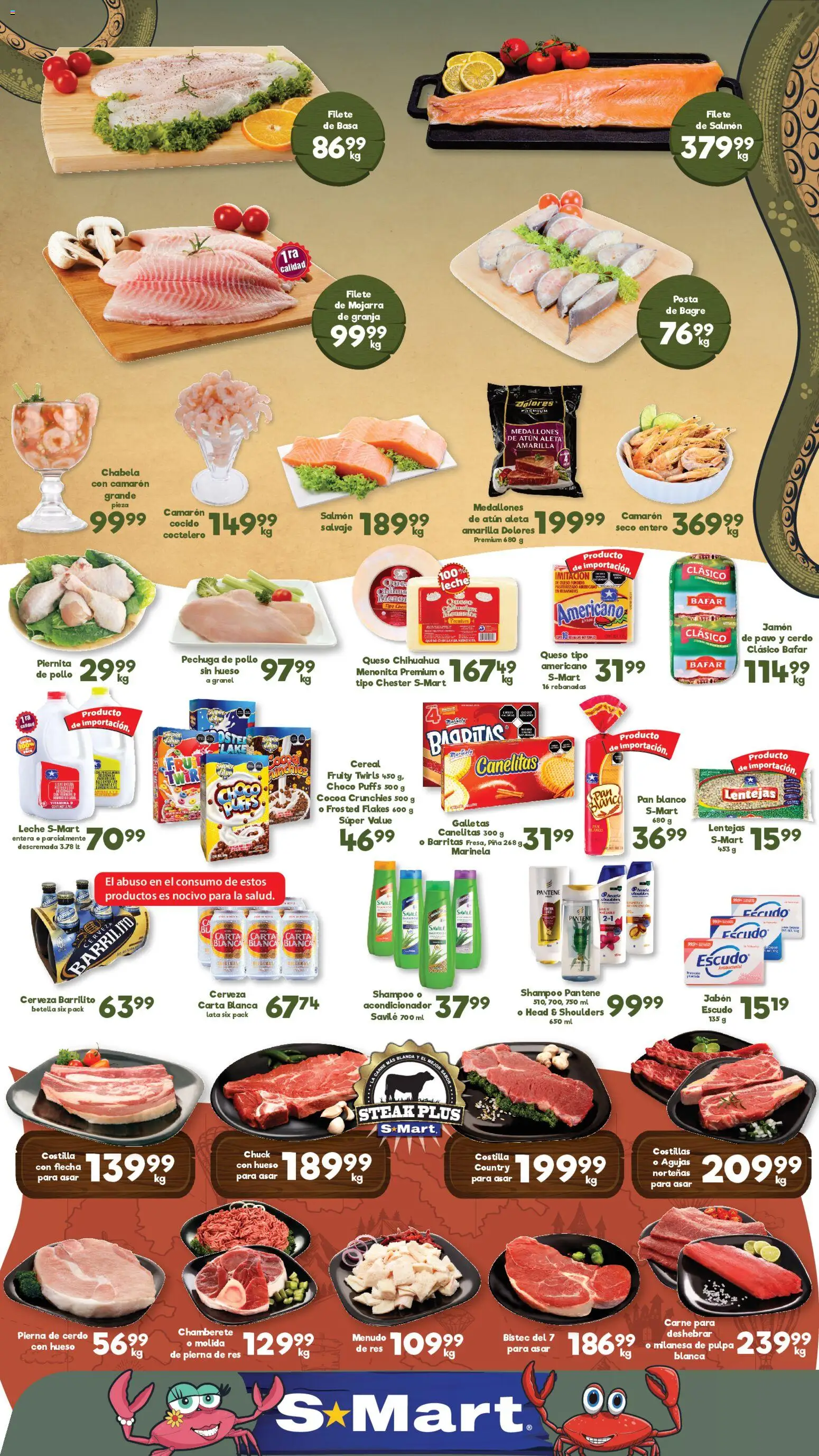 Nuevas ofertas de S-Mart válidas en toda la República Mexicana desde el 27.02.2026. ¡Encuentra las mejores ofertas en S-Mart folleto Monterrey! | Página: 1 | Productos: Jamón, Res, Galletas, Botella