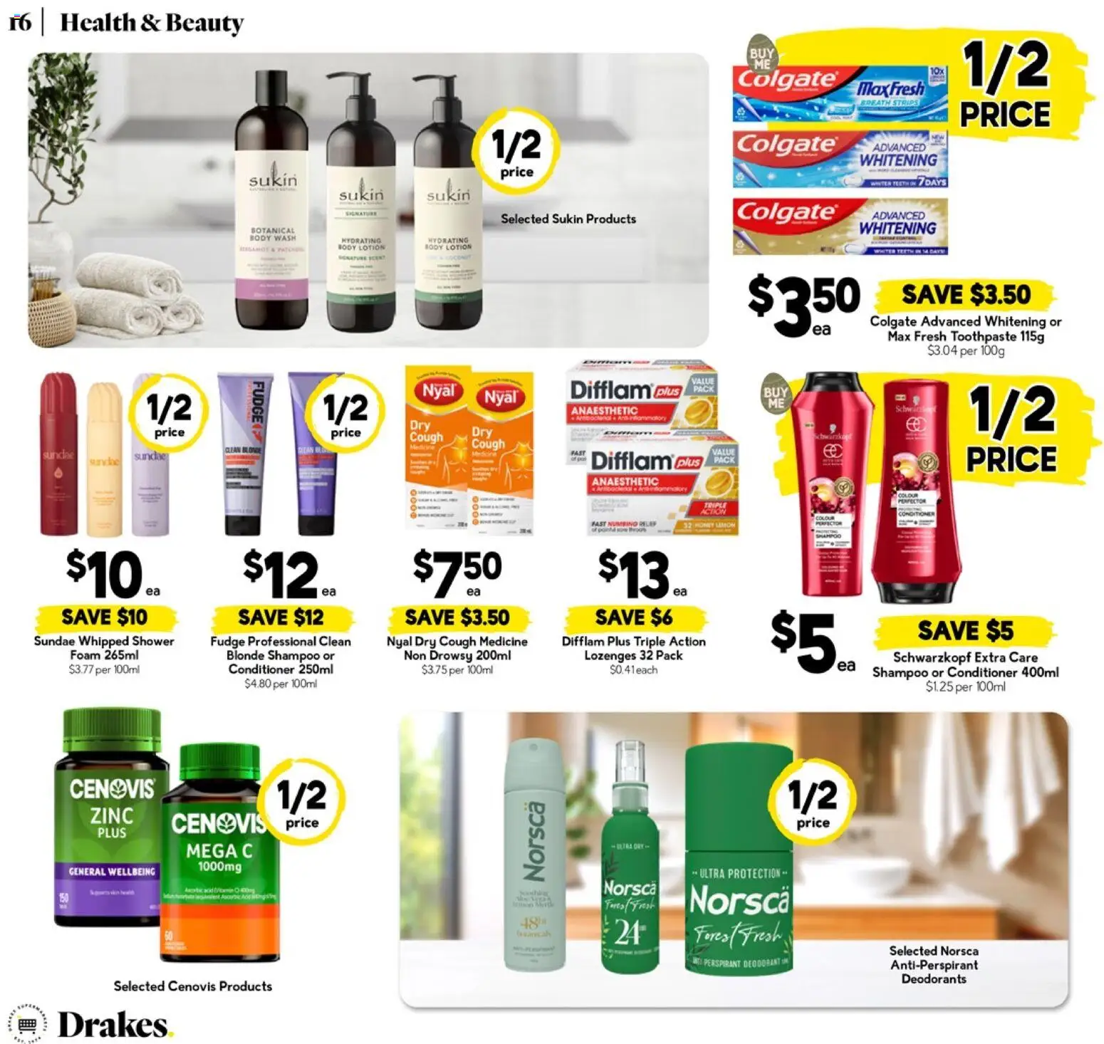 Drakes catalogue - valid from 25.03.2026 | Page: 16 | Products: Shampoo, Conditioner, Deodorant, Body lotion