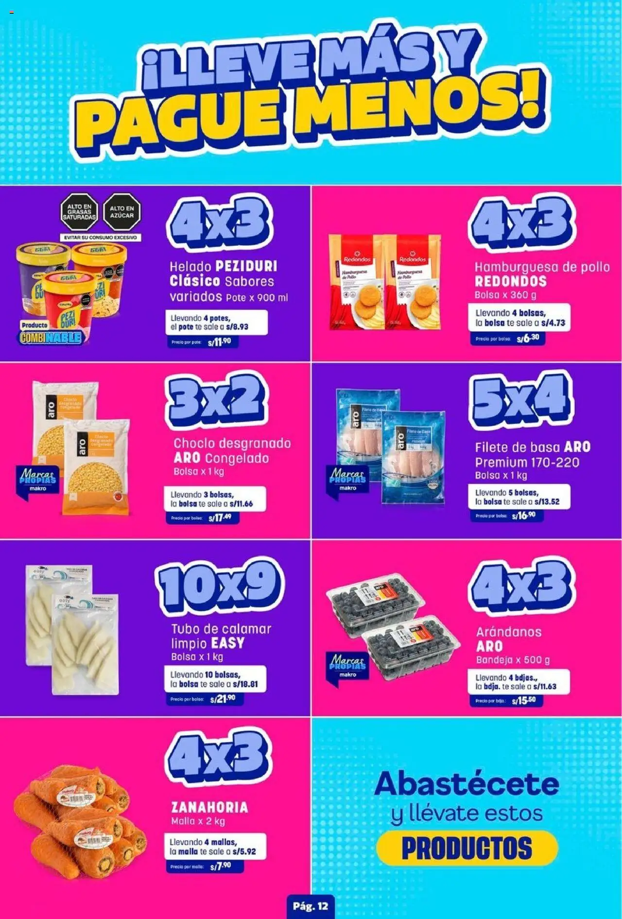 Catálogo Makro válido desde 09.10.2025 | Página: 14 | Productos: Zanahoria, Helado, Arándanos, Bolsa