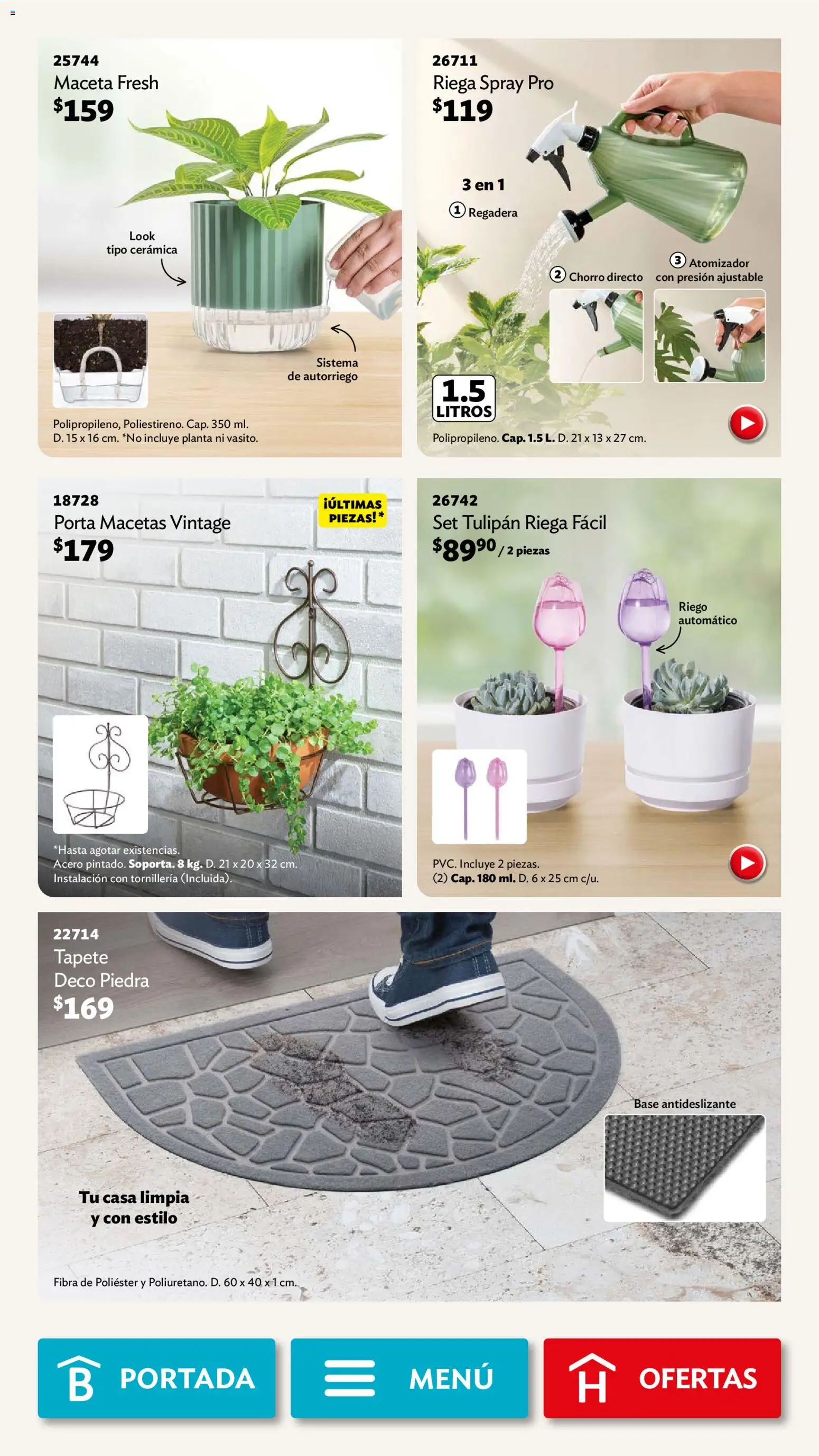 Nuevas ofertas de Betterware válidas en toda la República Mexicana desde el 04.05.2026. ¡Encuentra las mejores ofertas en Betterware campaña 5 2026! | Página: 73 | Productos: Planta, Tapete, Maceta, Porta macetas