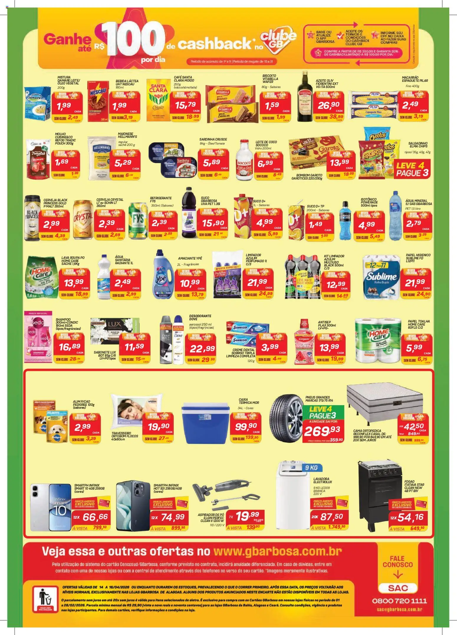 Gbarbosa Folheto - válido de 14.04.2026 | Página: 2 | Produtos: Fogão, Desodorante, Água mineral, Creme dental