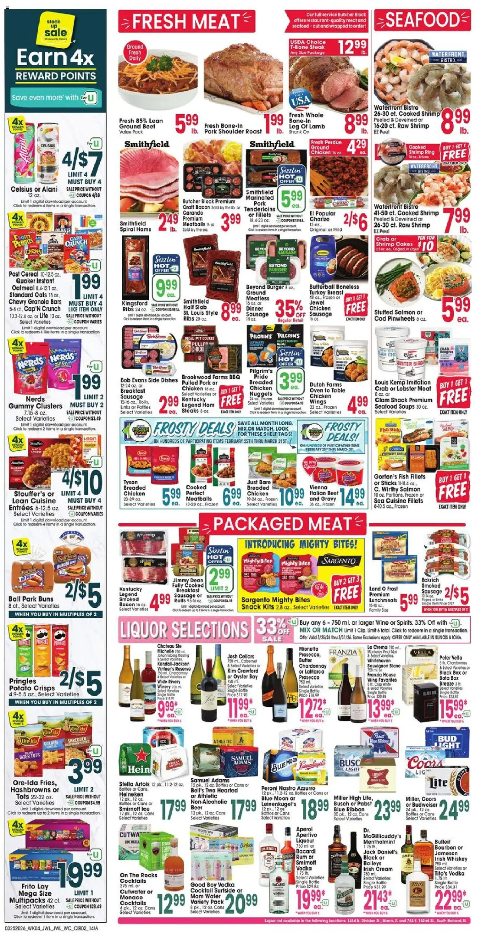 Jewel Osco Weekly Ad - IA - valid from 25.03.2026 | Page: 2 | Products: Shelf, Table, Ham, Bourbon