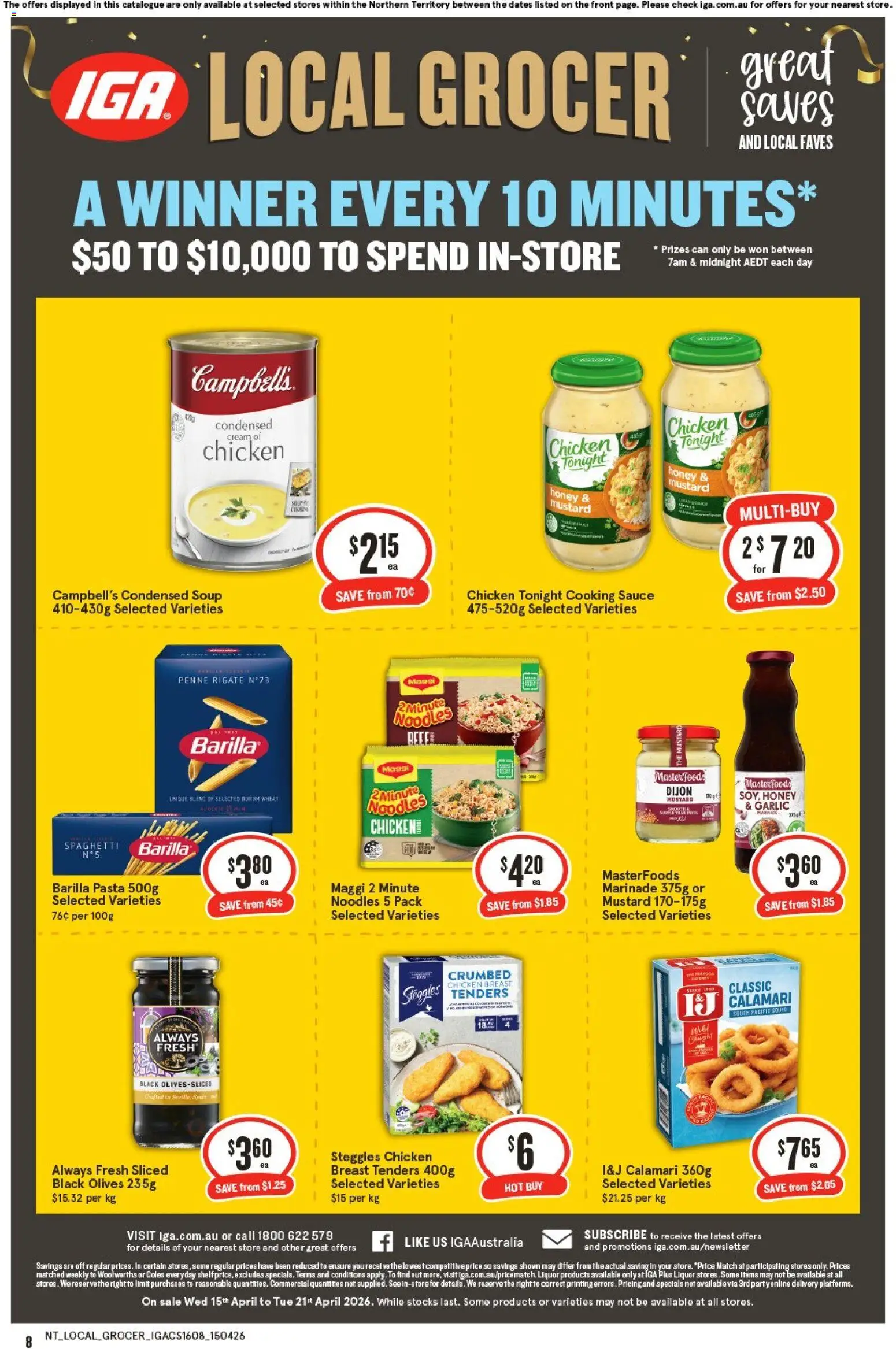 IGA catalogue - valid from 15.04.2026 | Page: 8 | Products: Honey, Noodles, Platforms, Garlic