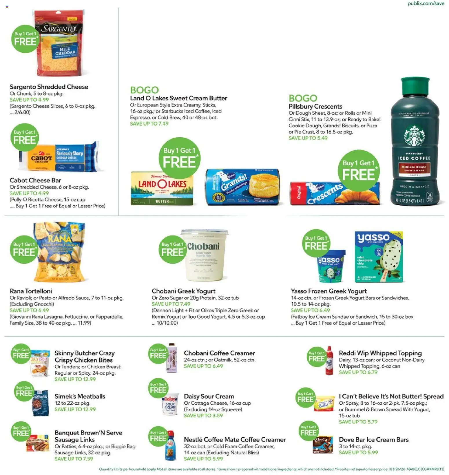 Publix Weekly Ad - valid from 25.03.2026 | Page: 13 | Products: Box, Cheese, Cream, Ice cream