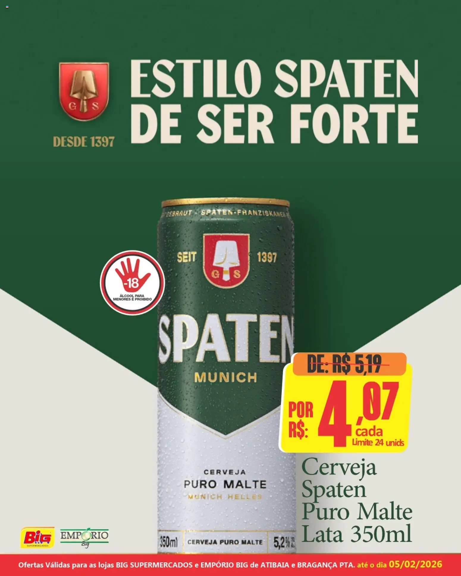 Big Supermercados Folheto - válido de 30.01.2026 | Página: 1 | Produtos: Cerveja