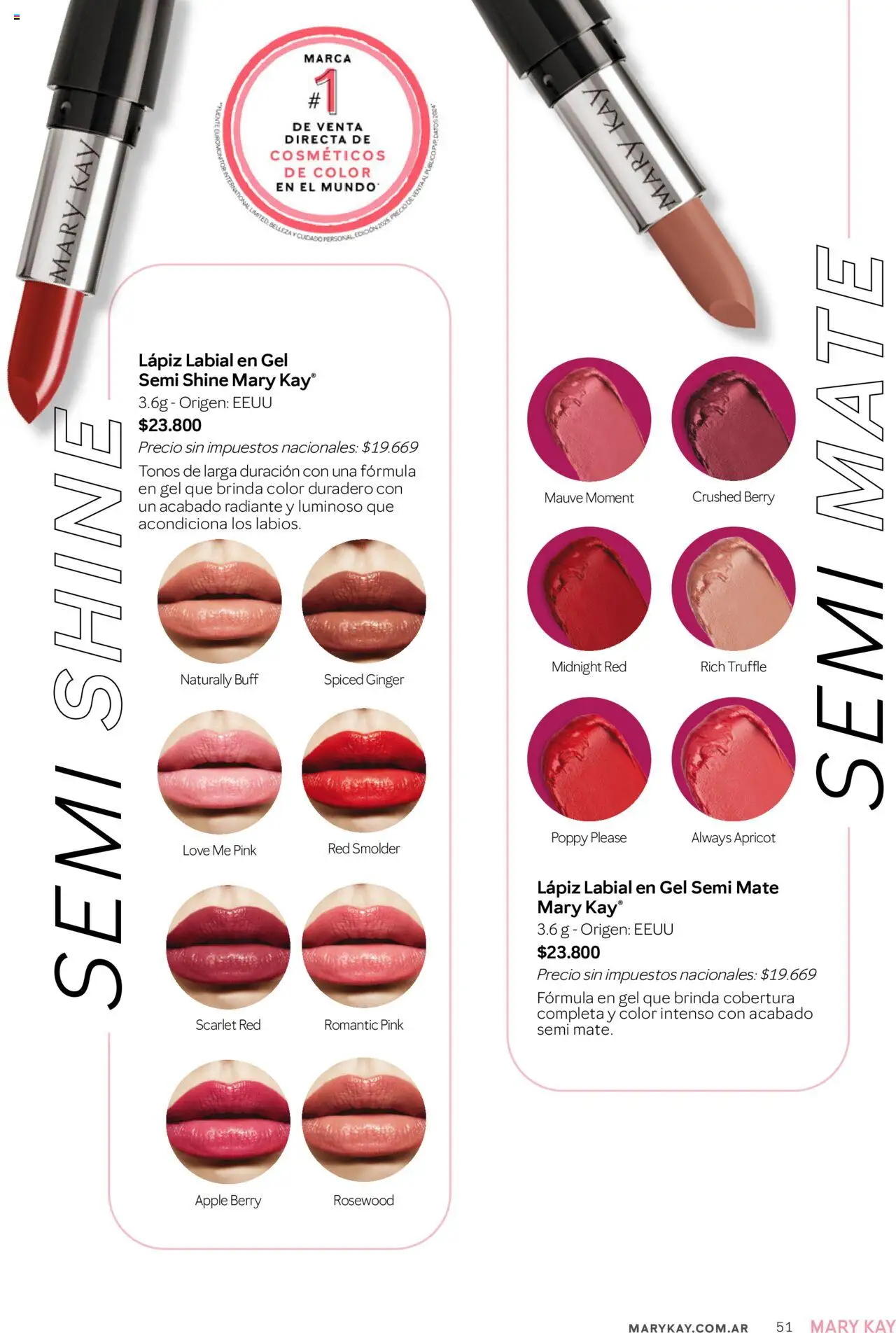 Mary Kay catálogo Invierno │ válido desde el 01.07.2025 | Página: 51 | Productos: Mate, Fuente, Lápiz labial, Radiante