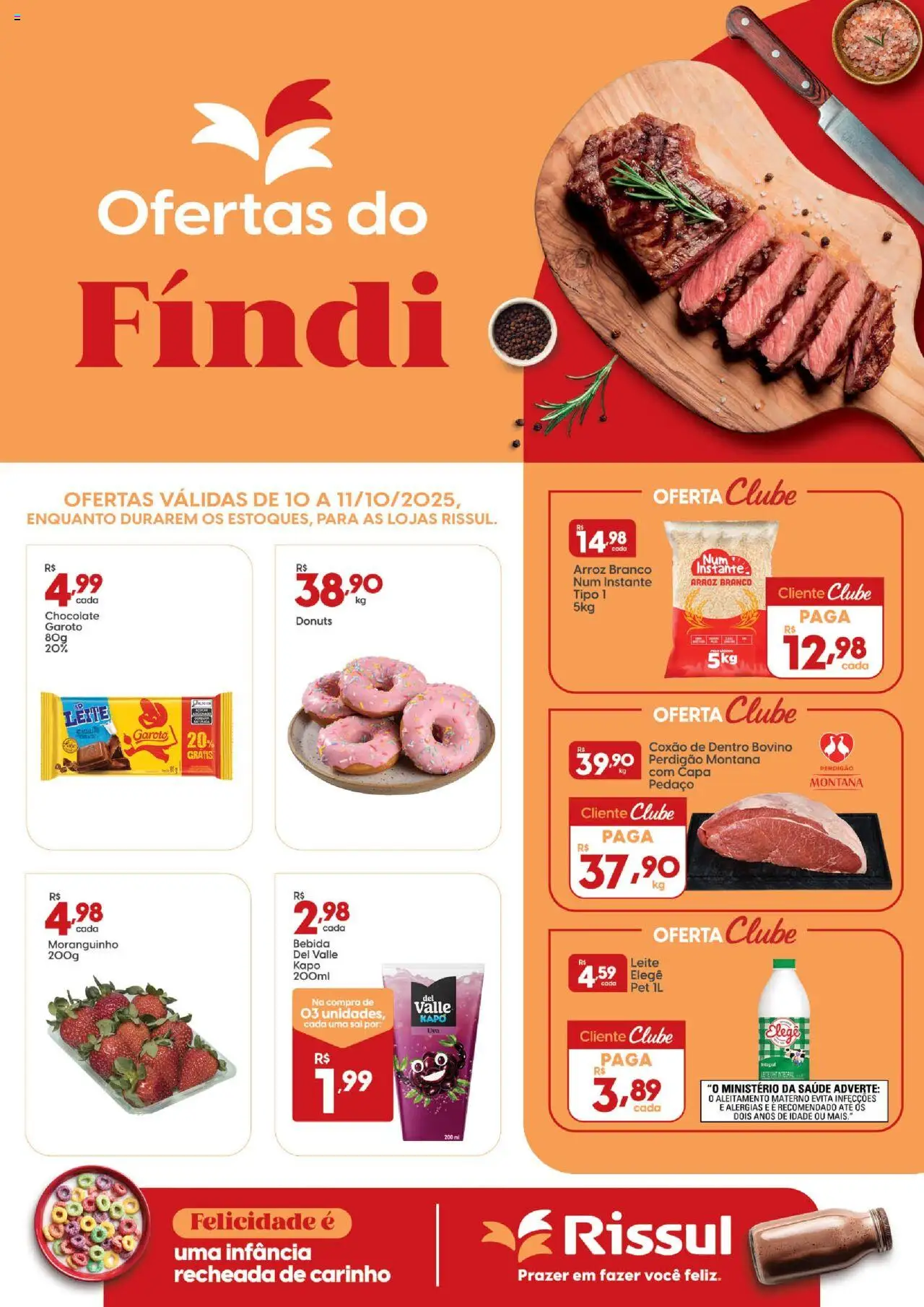 Rissul Folheto - válido de 10.10.2025 | Página: 1 | Produtos: Leite, Chocolate, Arroz, Bebida