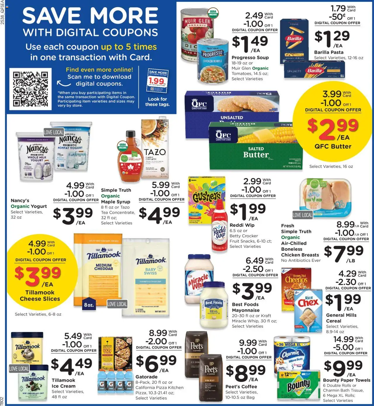 QFC Weekly Ad - valid from 22.10.2025 | Page: 3 | Products: Milk, Tea, Pasta, Ice cream