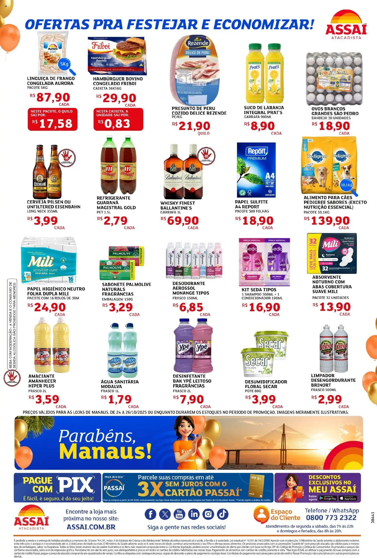 Assaí Atacadista Folheto - válido de 24.10.2025 | Página: 2 | Produtos: Desengordurante, Whisky, Ovos, Papel higiênico
