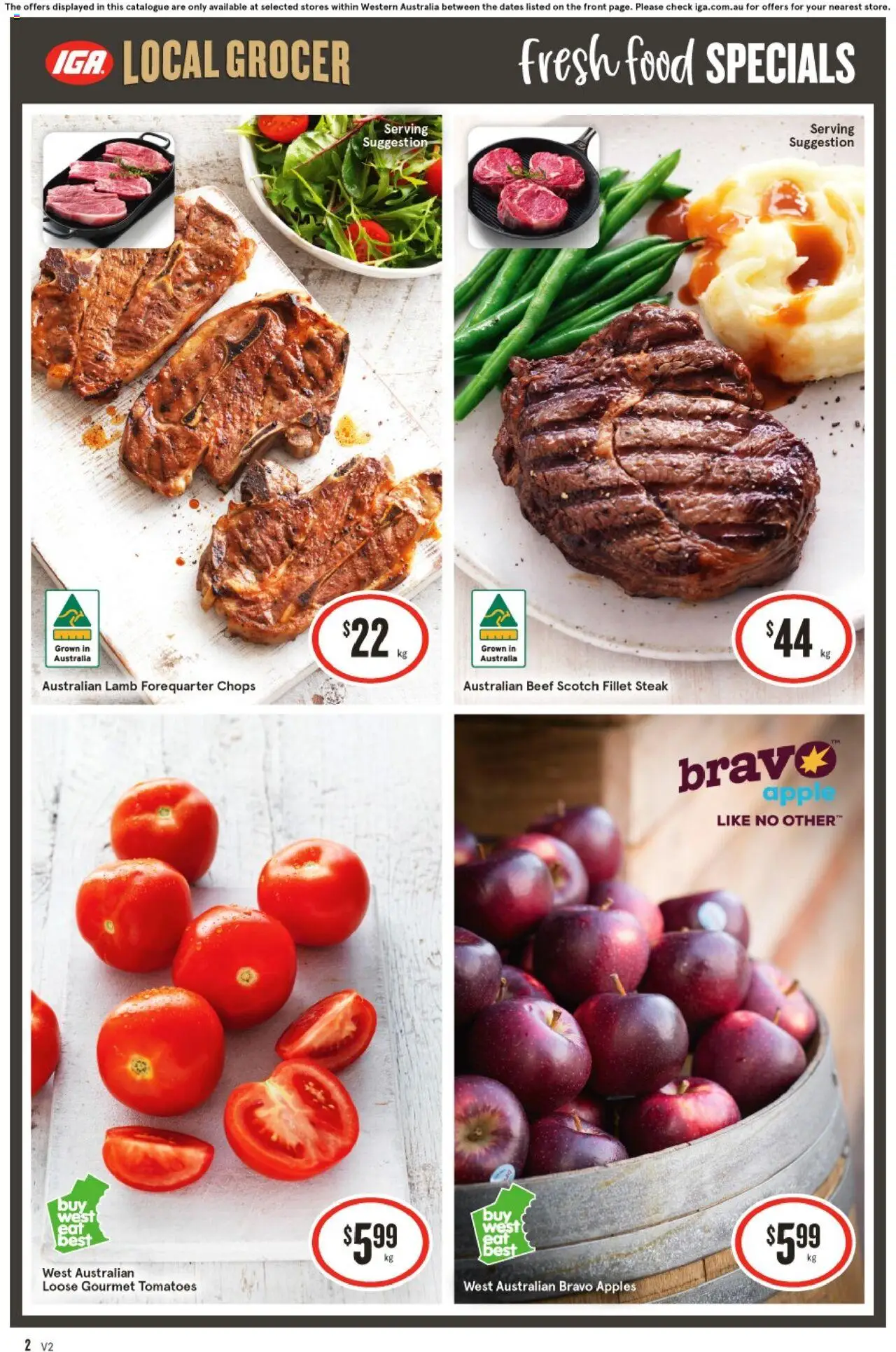 IGA catalogue - valid from 13.08.2025 | Page: 2 | Products: Apples, Lamb, Beef, Steak
