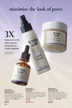 Preview of Beyond Glow Niacinamide 2% Cream Mist, An instant boost of hydration. Creamy, fast absorbing spray-on serum can be used under or over makeup for glowing skin anytime, anywhere. Infused with niacinamide. 100 ml from shop Avon valid from 29.01.2026 | Page: 22 | Products: Cream