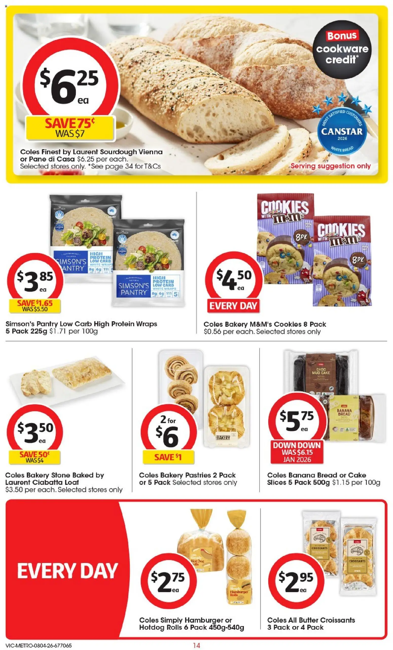 Coles catalogue - valid from 08.04.2026 | Page: 14 | Products: Butter, Bread, Cookware, Bakery