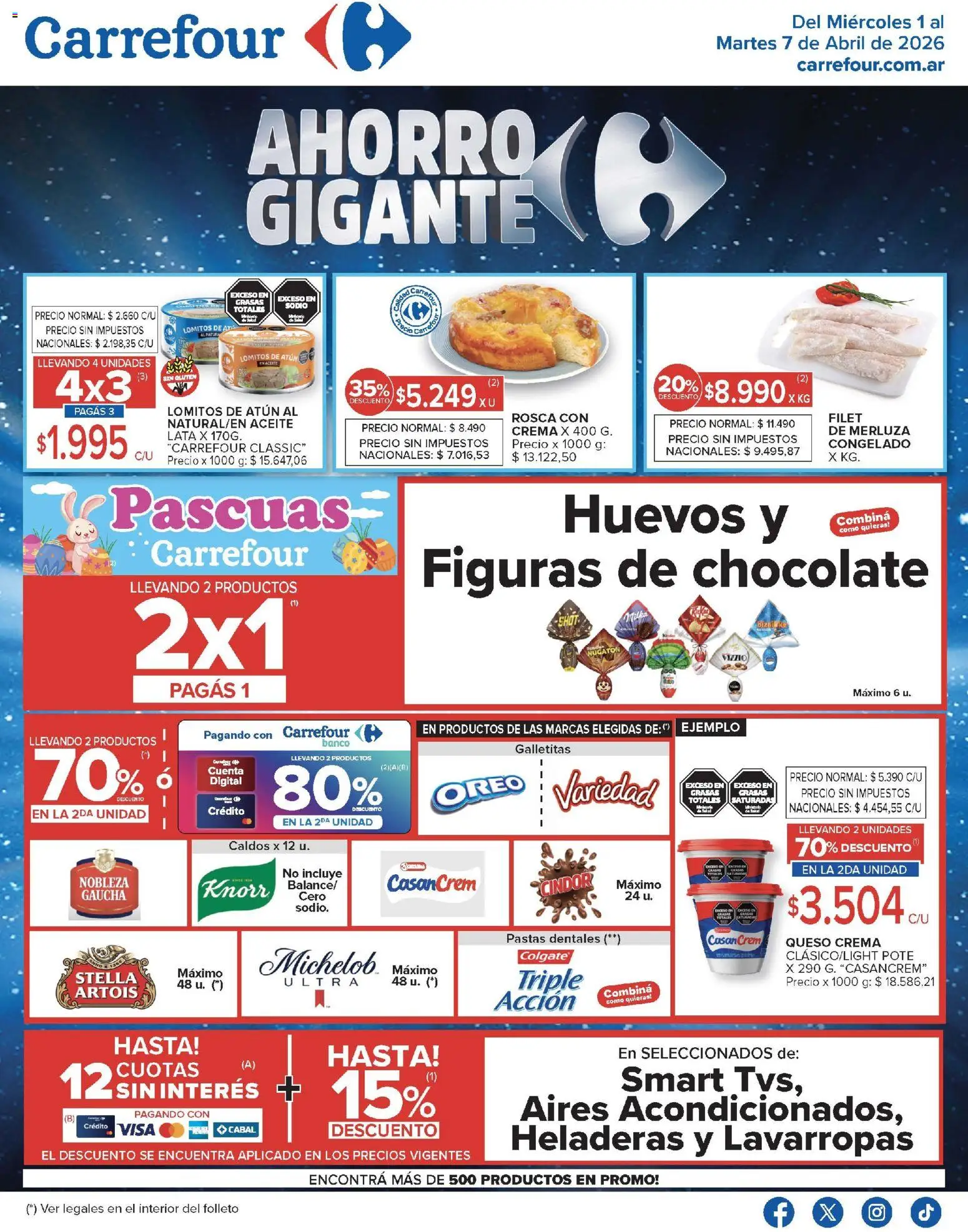 Carrefour ofertas │ válido desde el 01.04.2026 | Página: 1 | Productos: Galletitas, Queso crema, Atún, Huevos
