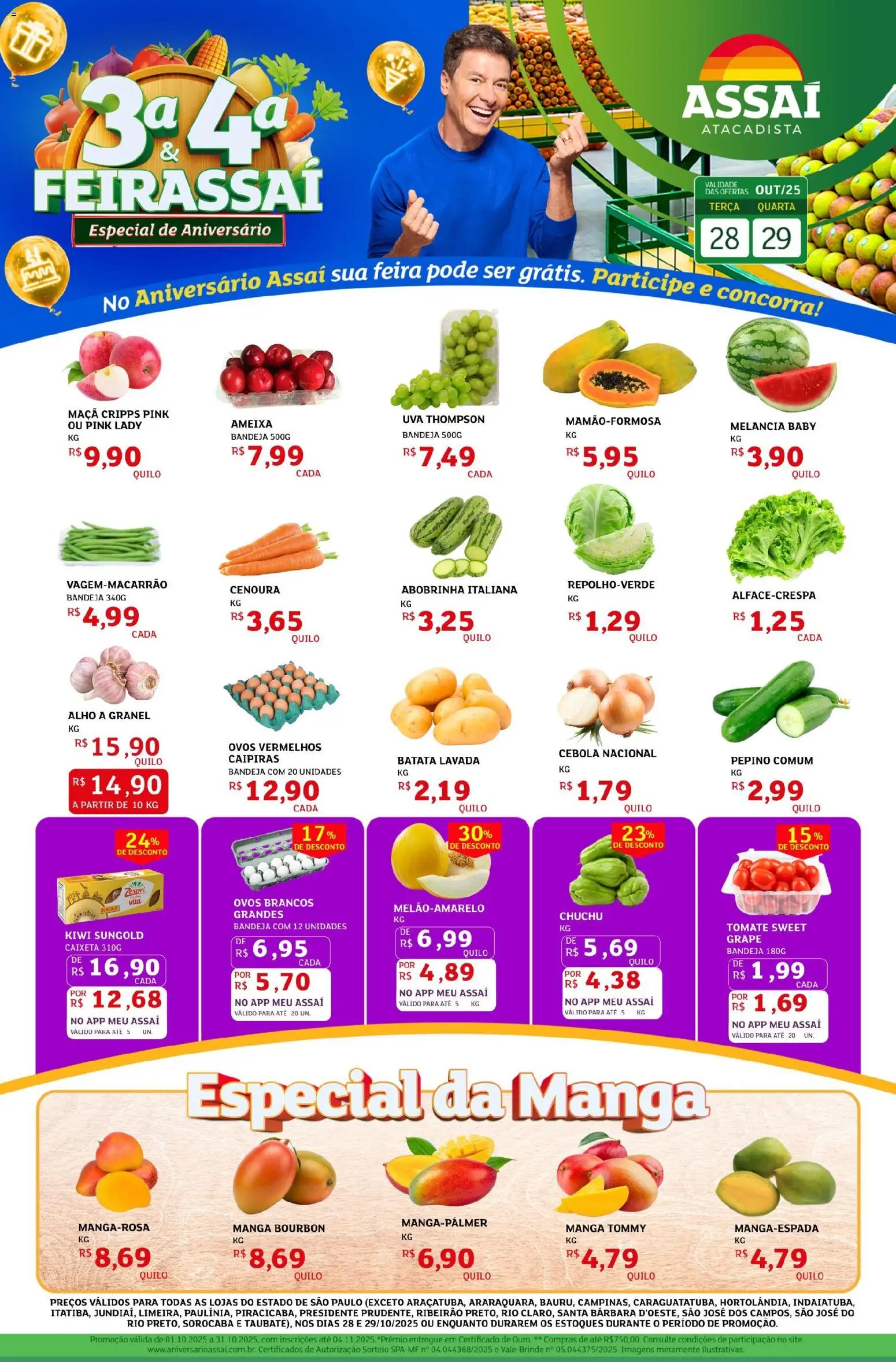Assaí Atacadista Folheto - válido de 28.10.2025 | Página: 1 | Produtos: Melancia, Chuchu, Ovos, Ameixa