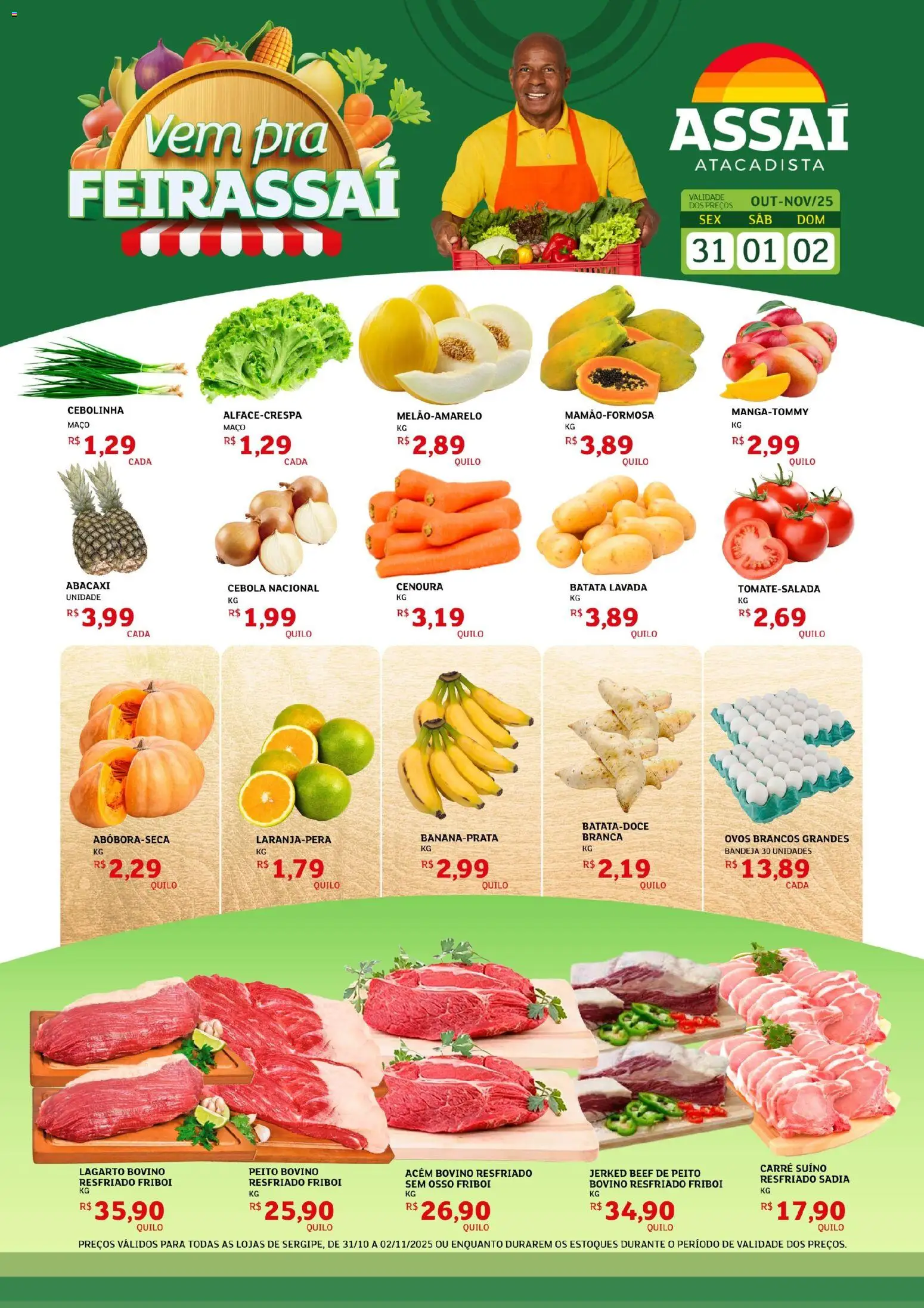 Assaí Atacadista Folheto - válido de 31.10.2025 | Página: 1 | Produtos: Acém, Cenoura, Bandeja, Batata