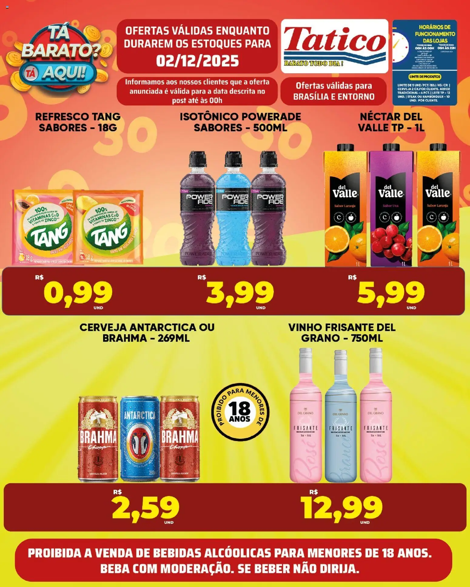 Tatico Folheto - válido de 03.12.2025 | Página: 25 | Produtos: Leite, Vinho, Hambúrguer, Baixo