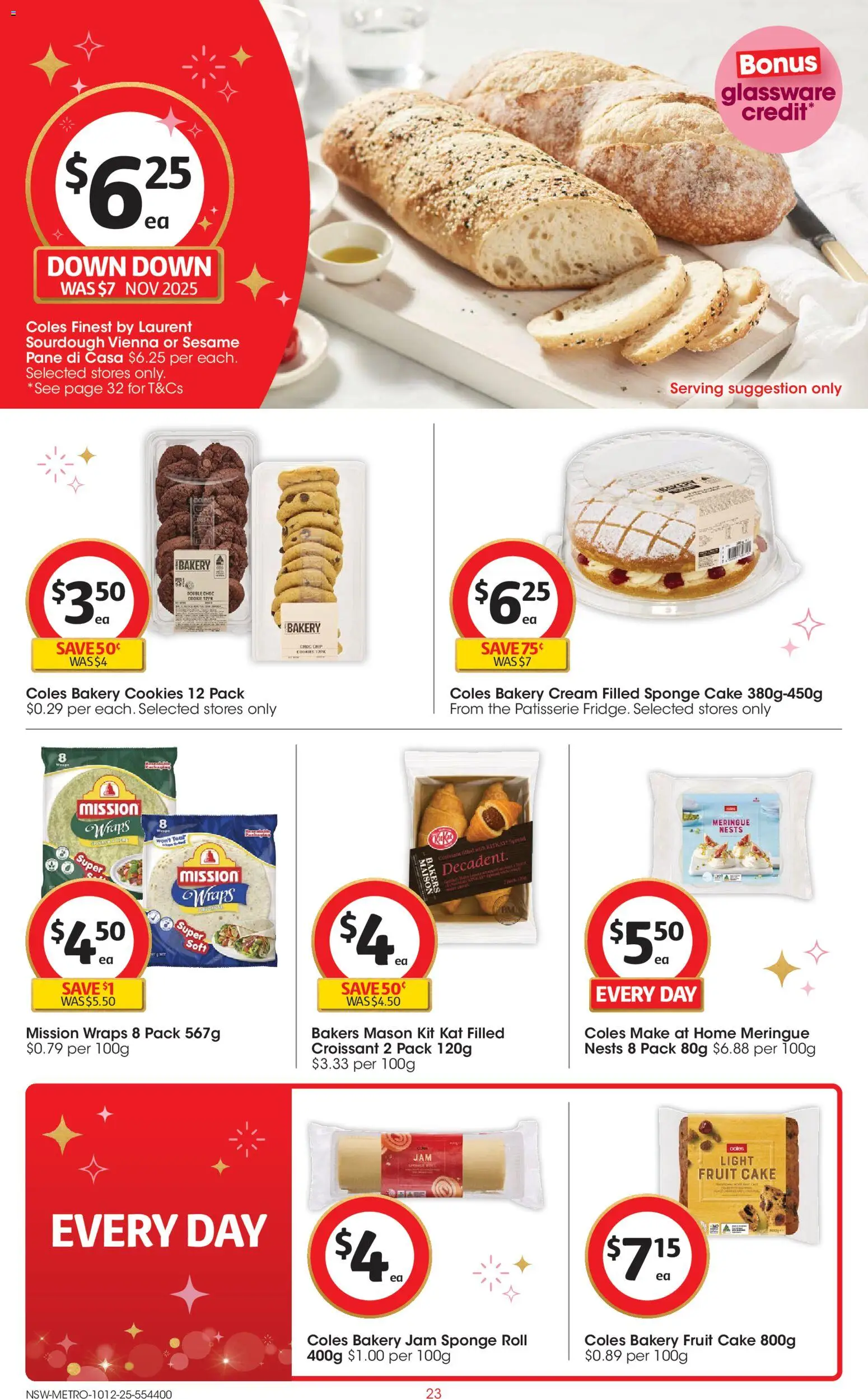 Coles catalogue - valid from 10.12.2025 | Page: 23 | Products: Light, Glassware, Cream, Bakery